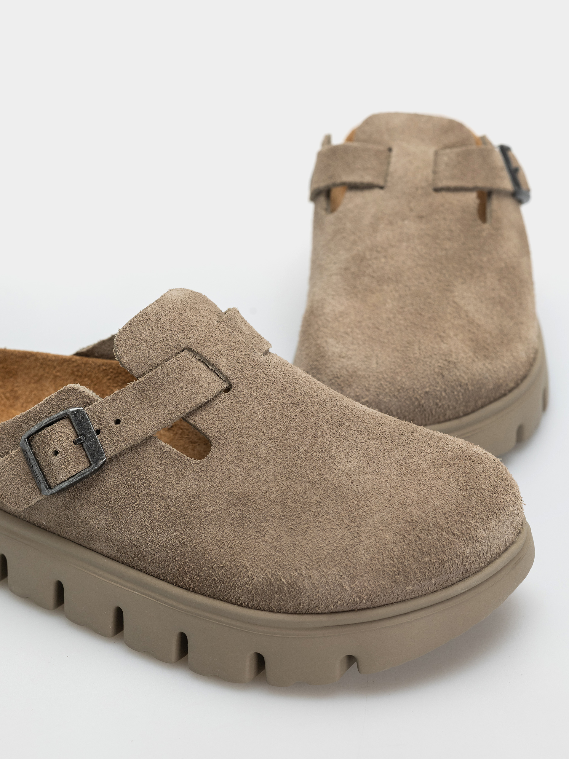 Шльопанці Birkenstock Boston Chunky Suede Leather Narrow Wmn (taupe)