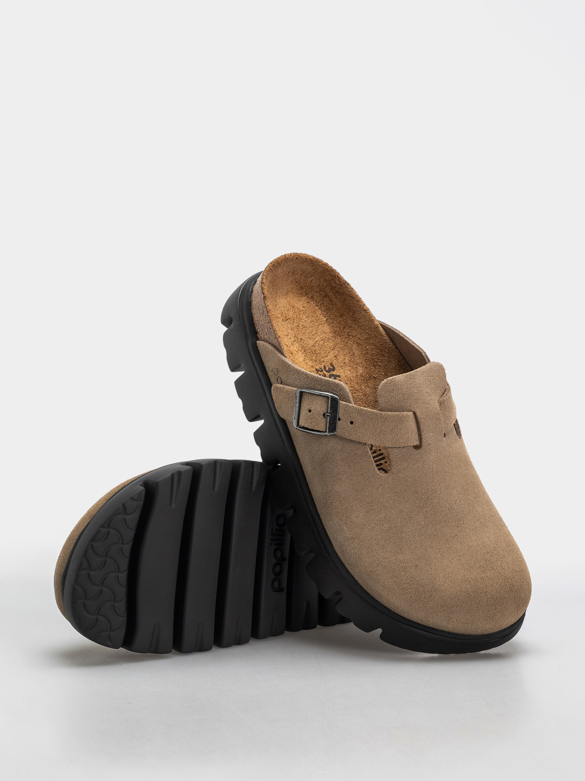 Шльопанці Birkenstock Boston Chunky Suede Leather Narrow Wmn (gray taupe)