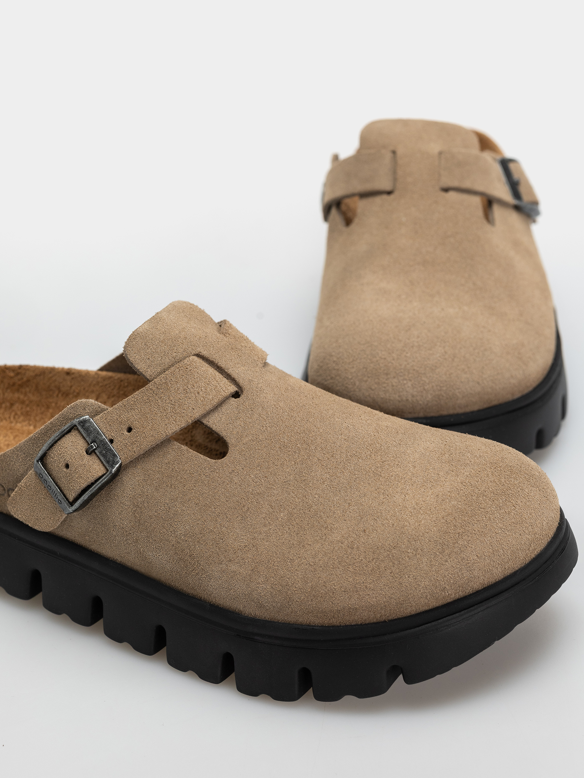 Шльопанці Birkenstock Boston Chunky Suede Leather Narrow Wmn (gray taupe)