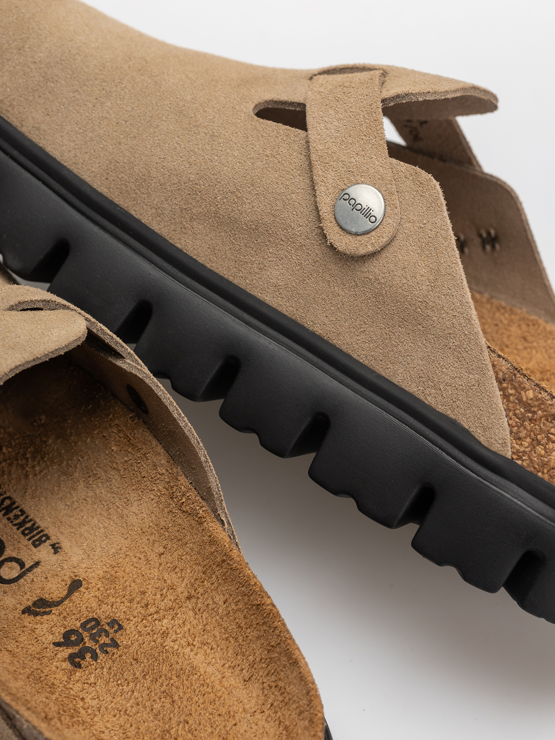 Шльопанці Birkenstock Boston Chunky Suede Leather Narrow Wmn (gray taupe)