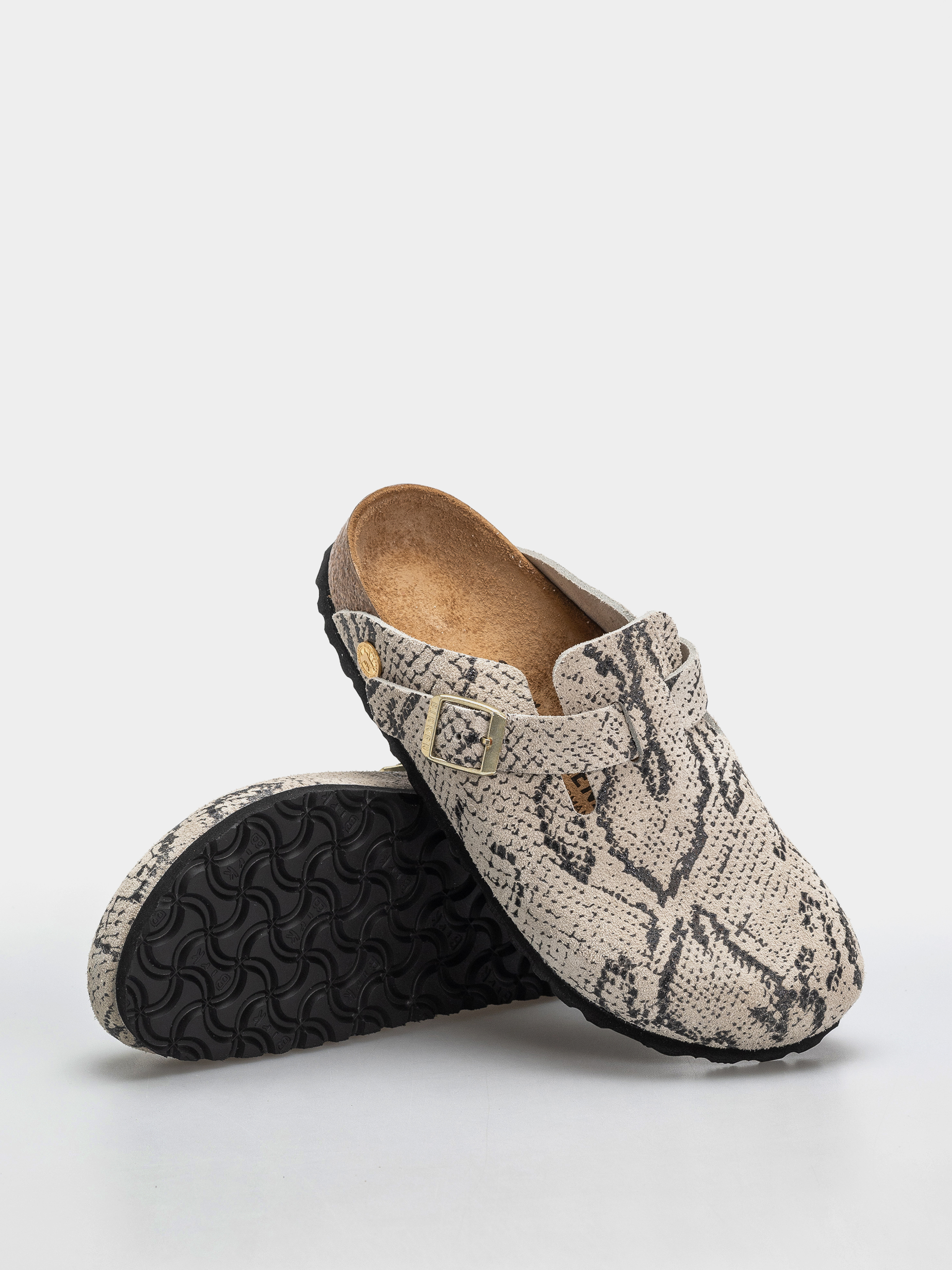 Шльопанці Birkenstock Boston Rivet Logo Suede Leather Narrow Wmn (snake oyster)