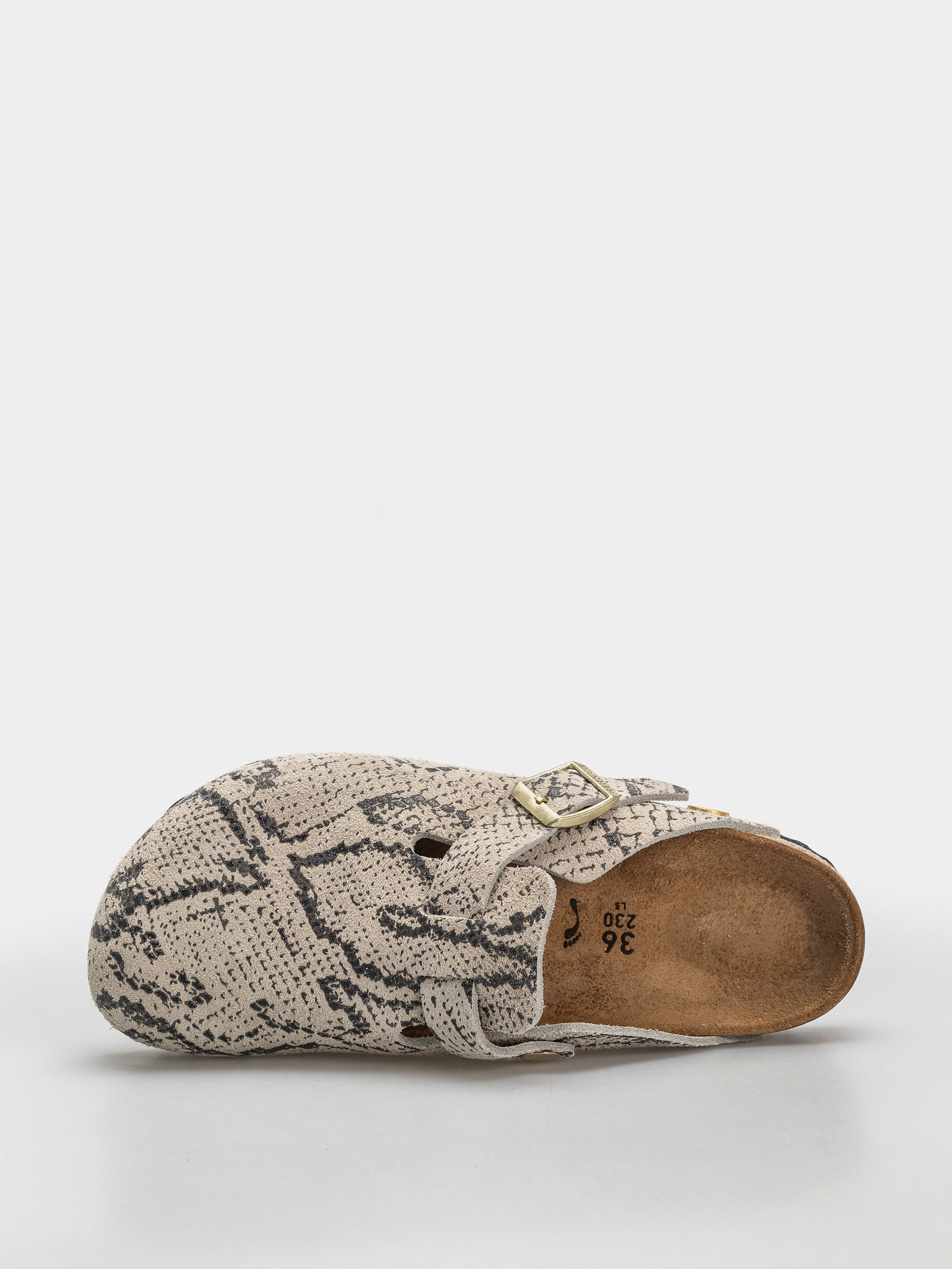Шльопанці Birkenstock Boston Rivet Logo Suede Leather Narrow Wmn (snake oyster)