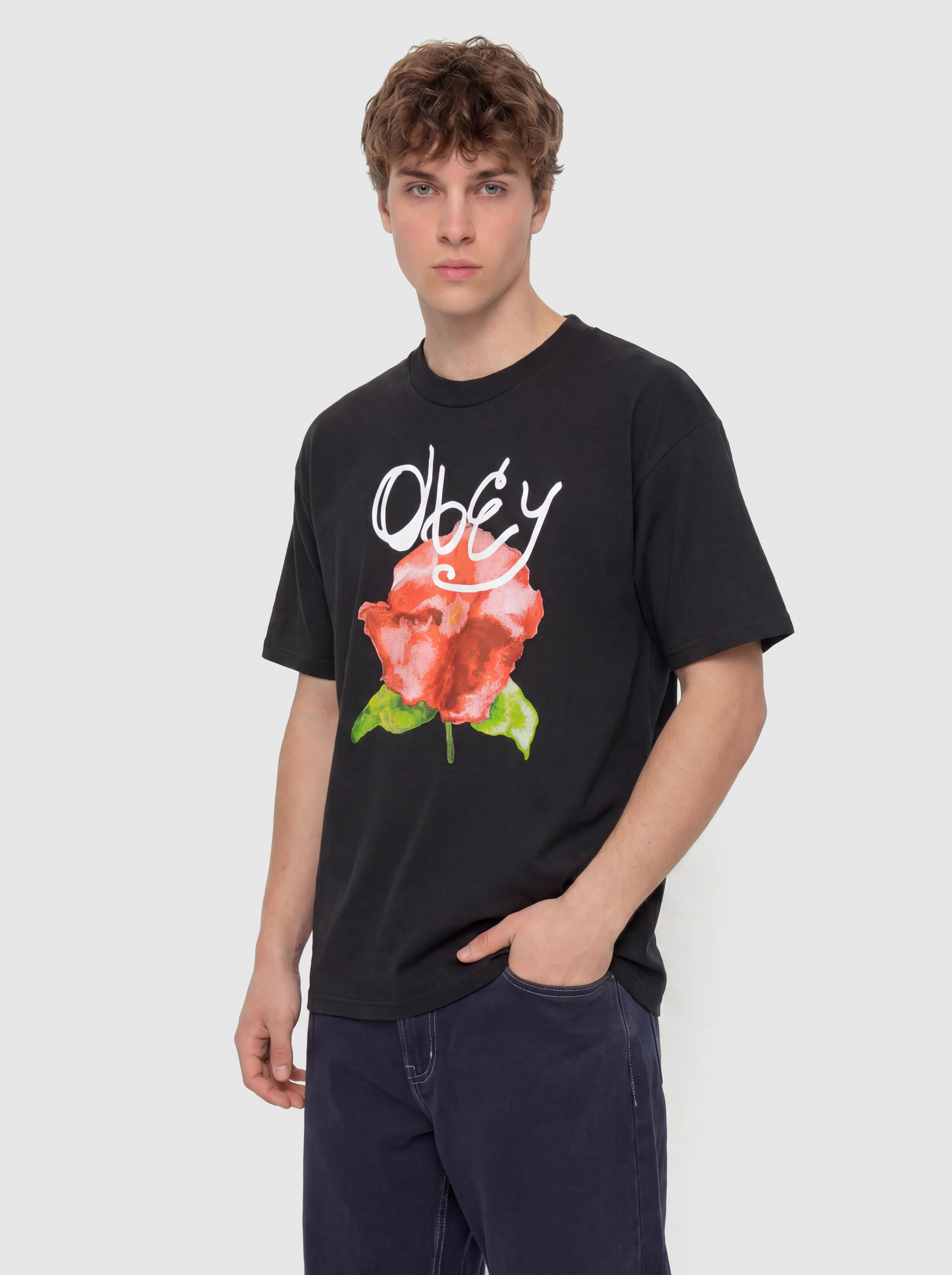 Футболка OBEY Watercolor Poppy (vintage black)