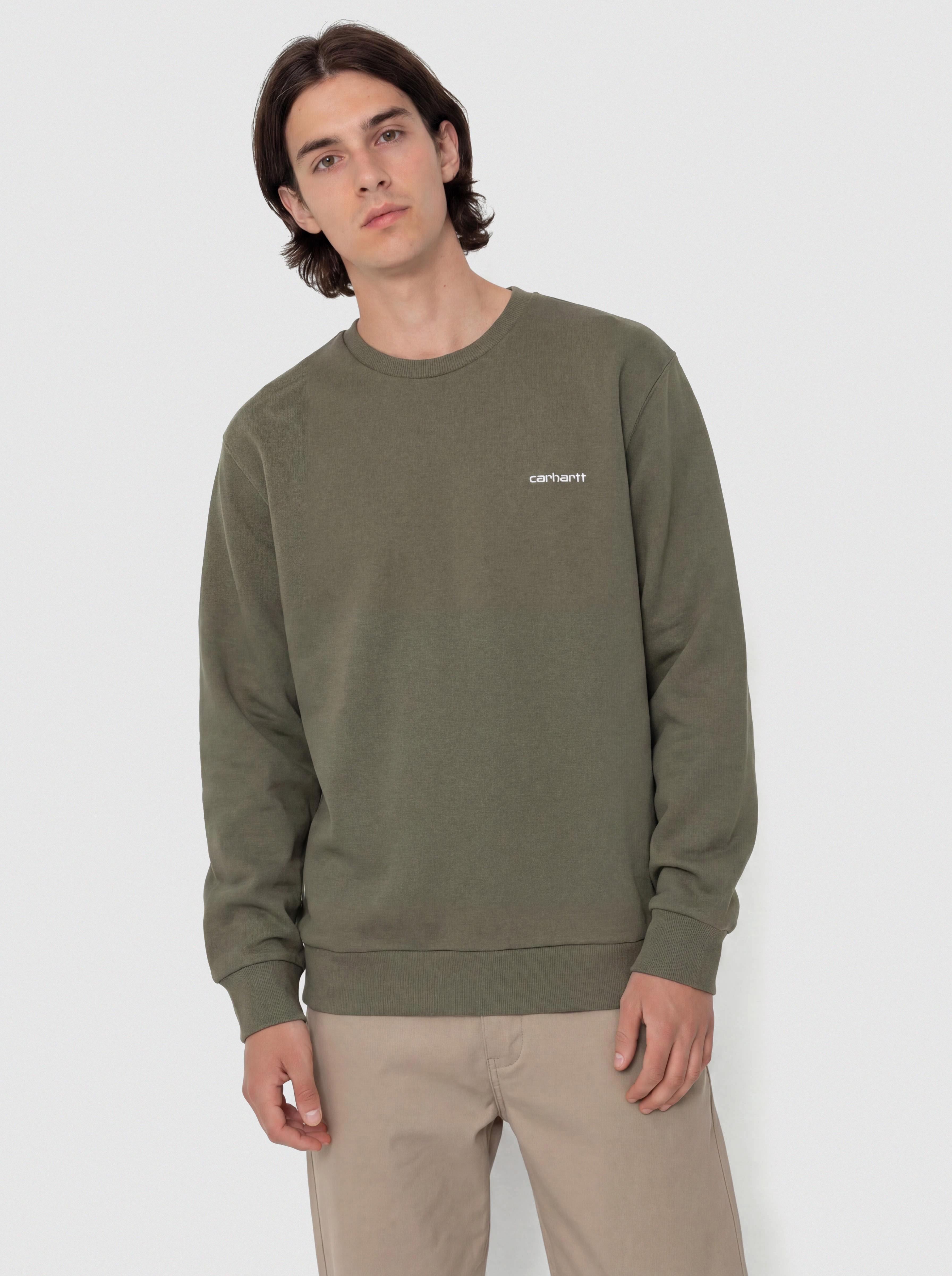 Світшот Carhartt WIP Script Embroidery (leaf/white)