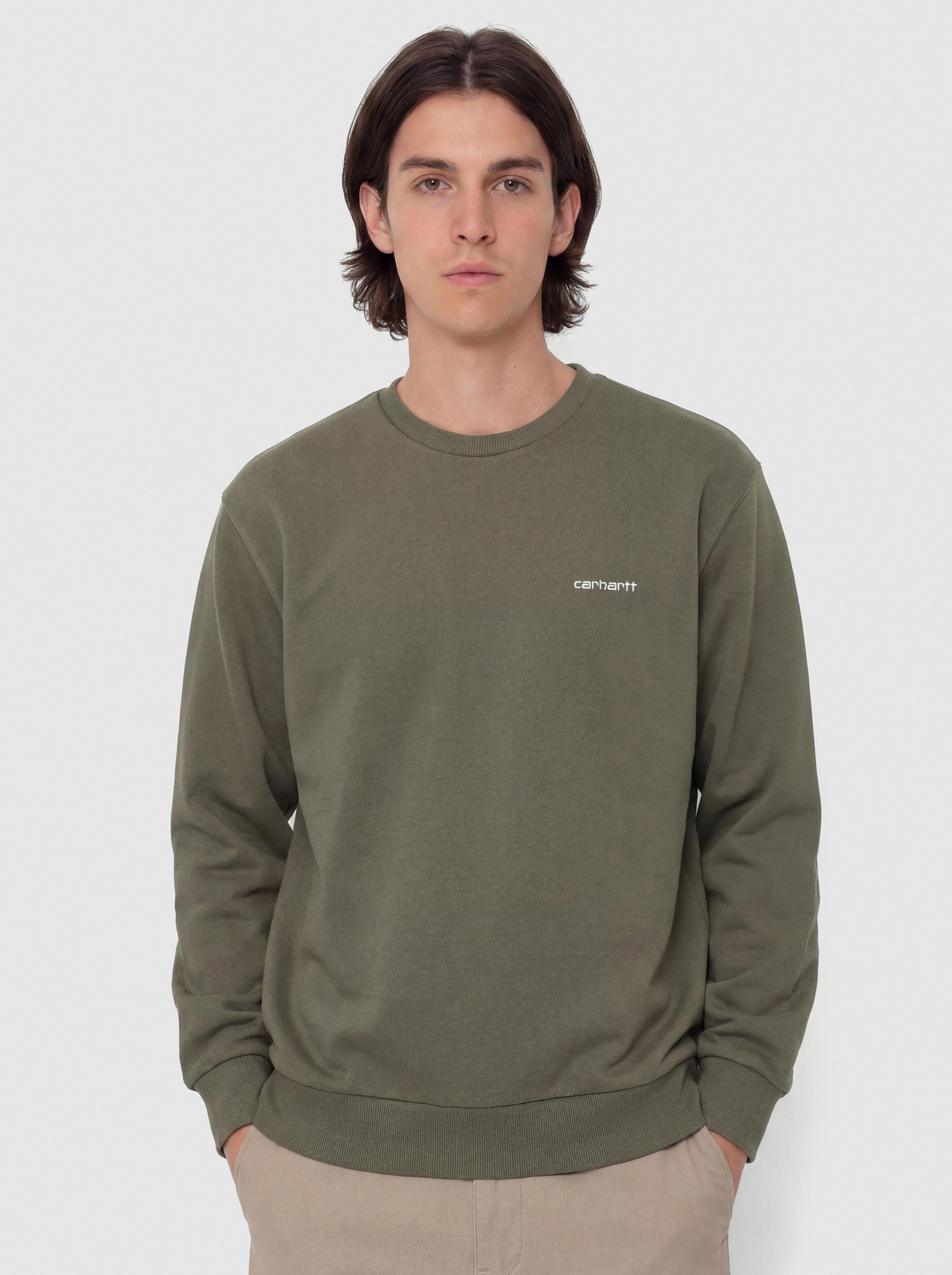 Світшот Carhartt WIP Script Embroidery (leaf/white)