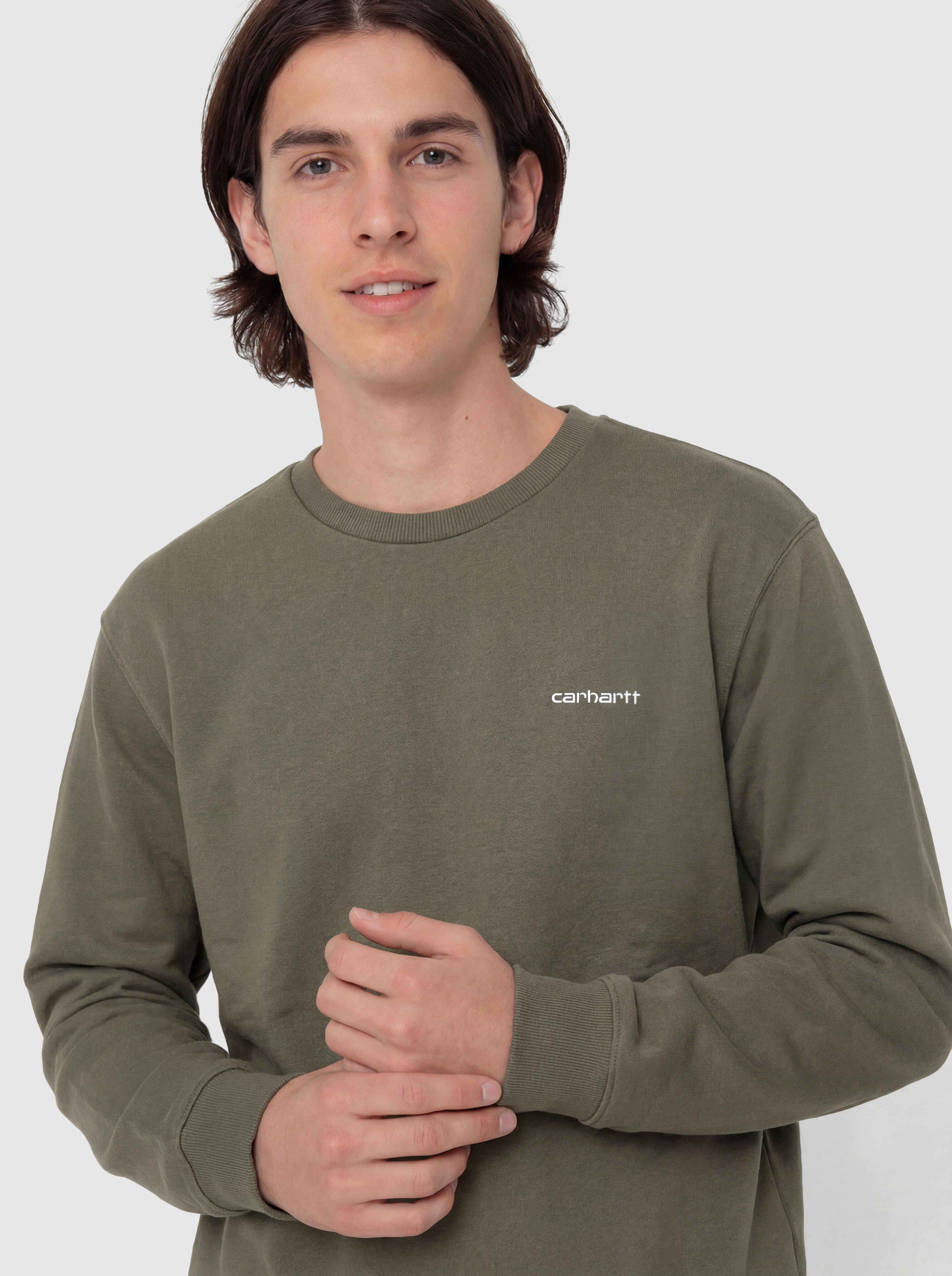 Світшот Carhartt WIP Script Embroidery (leaf/white)