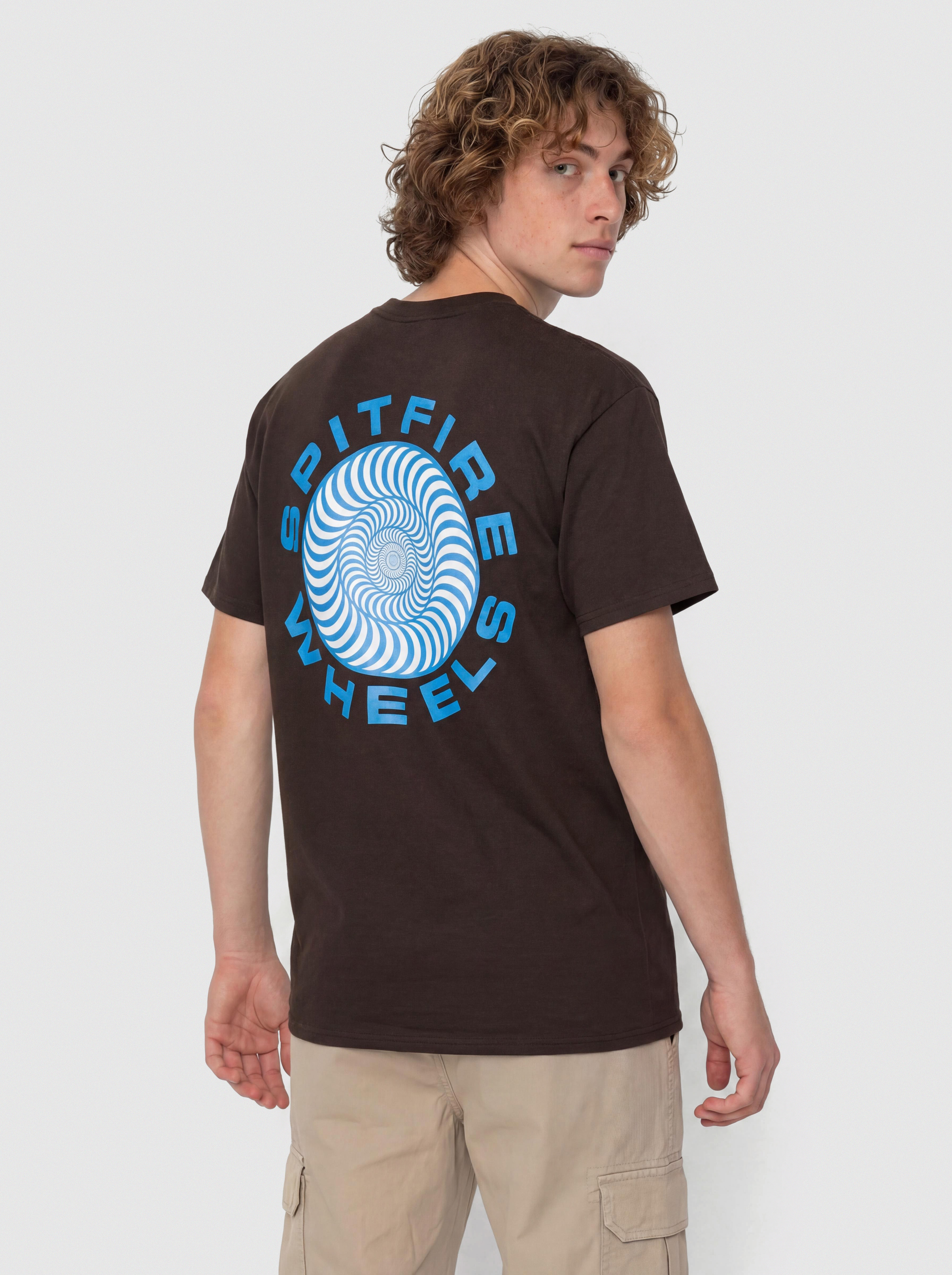 Футболка Spitfire Classic '87 Swirl Fill (dark chocolate with blue & white prints)