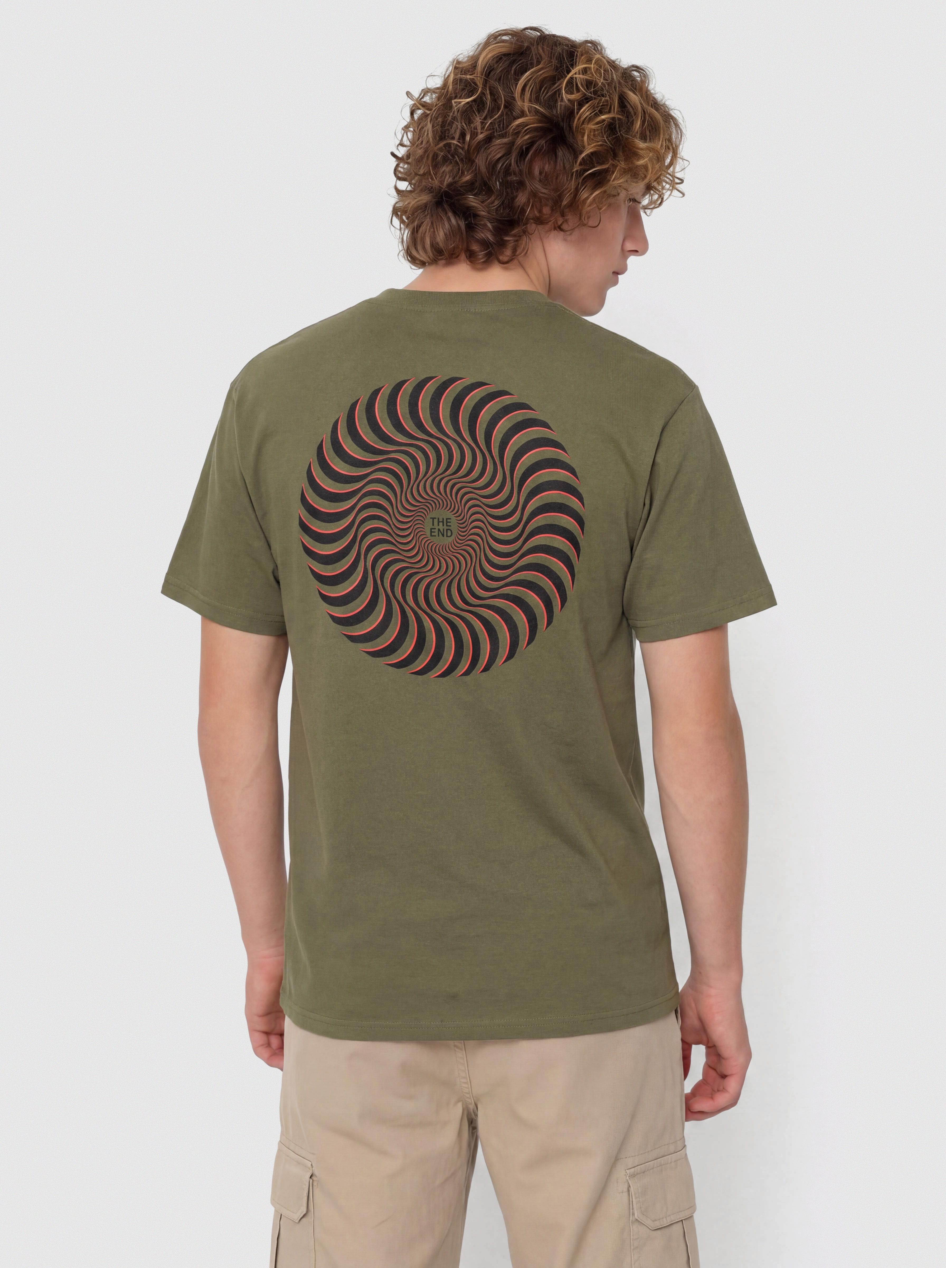 Футболка Spitfire Classic Swirl Overlay (military green w/black red prints)