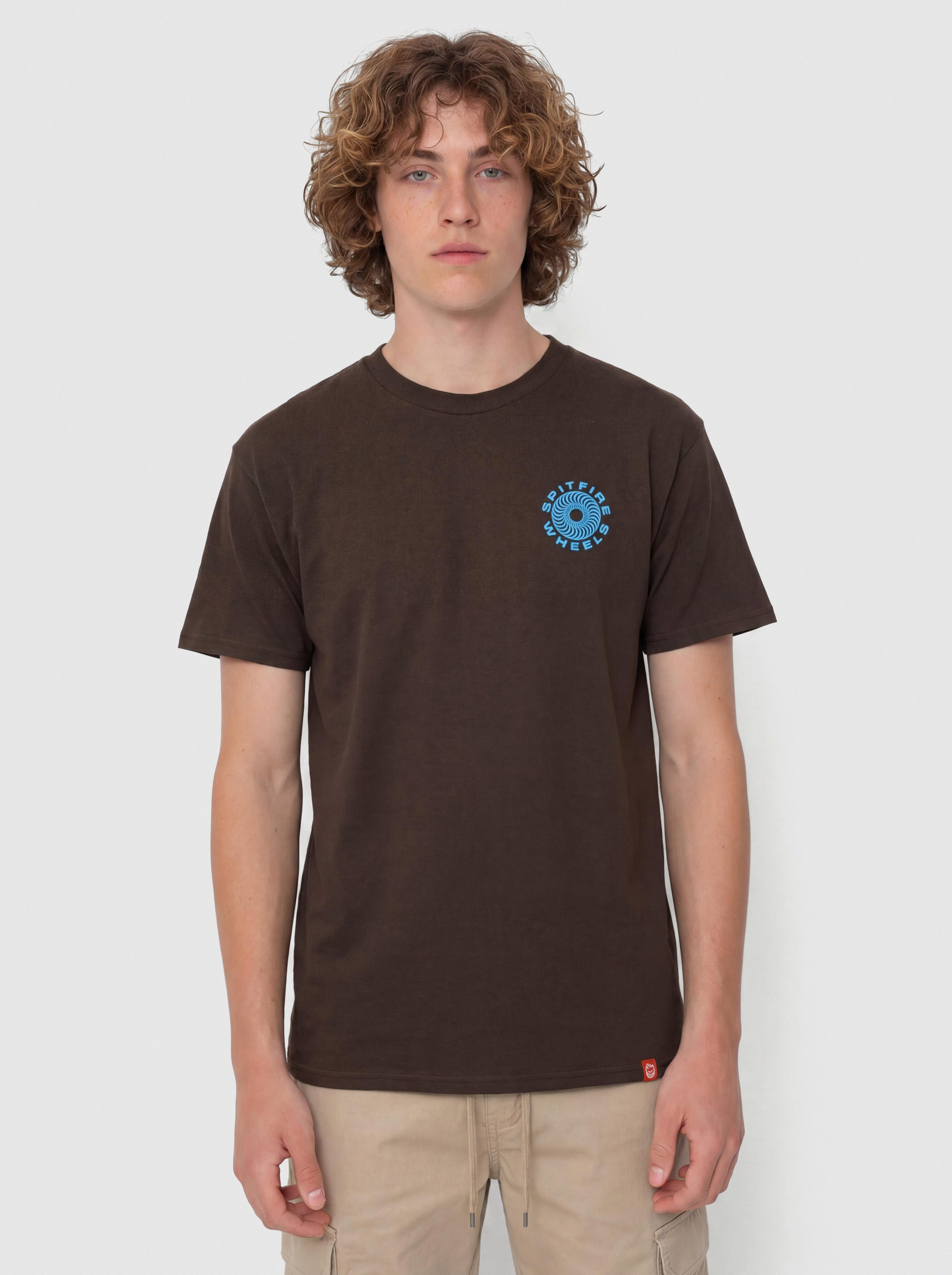 Футболка Spitfire Classic '87 Swirl Fill (dark chocolate with blue & white prints)
