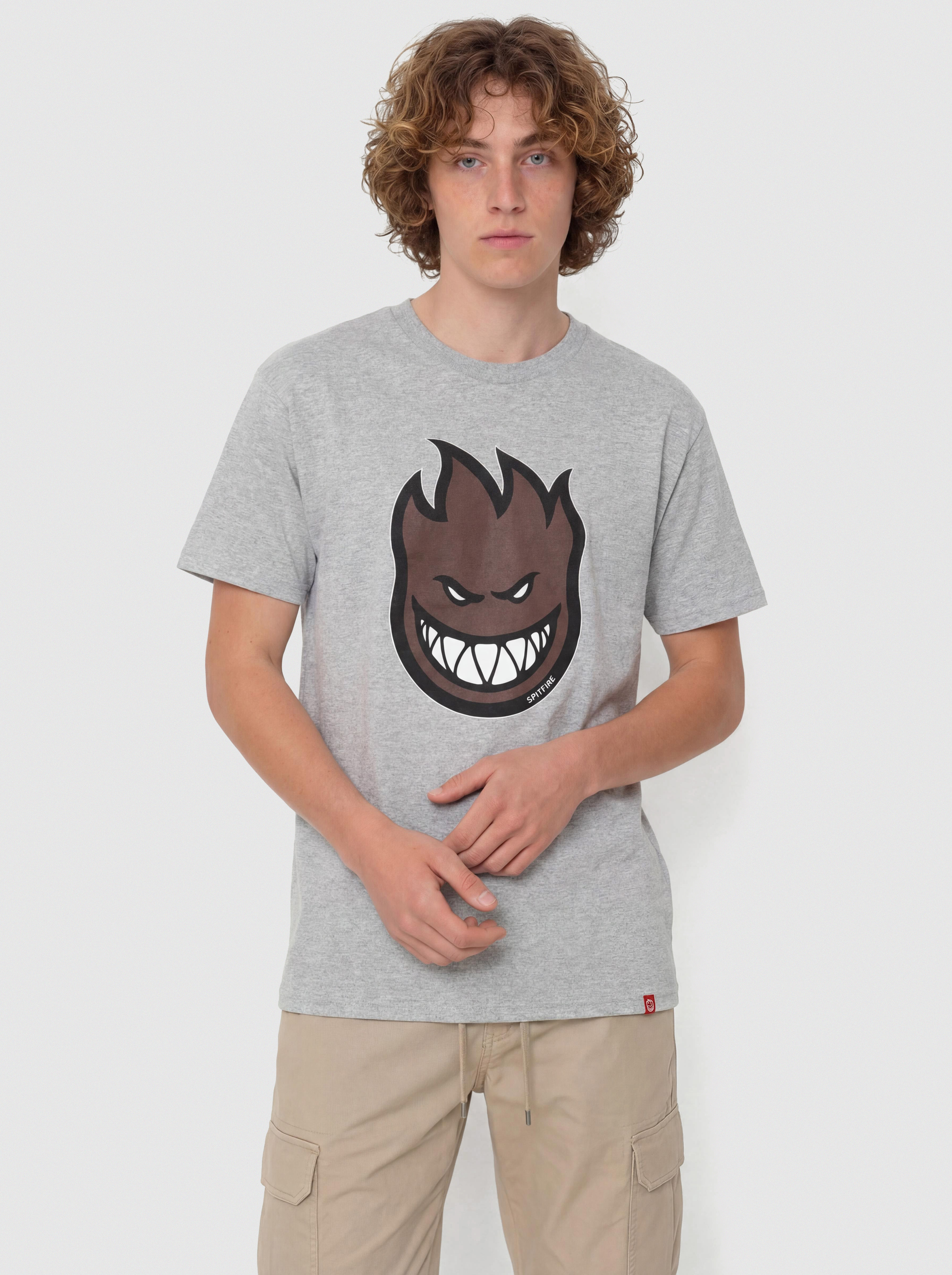 Футболка Spitfire Bighead Fill (heather grey w/dark red black & white print)