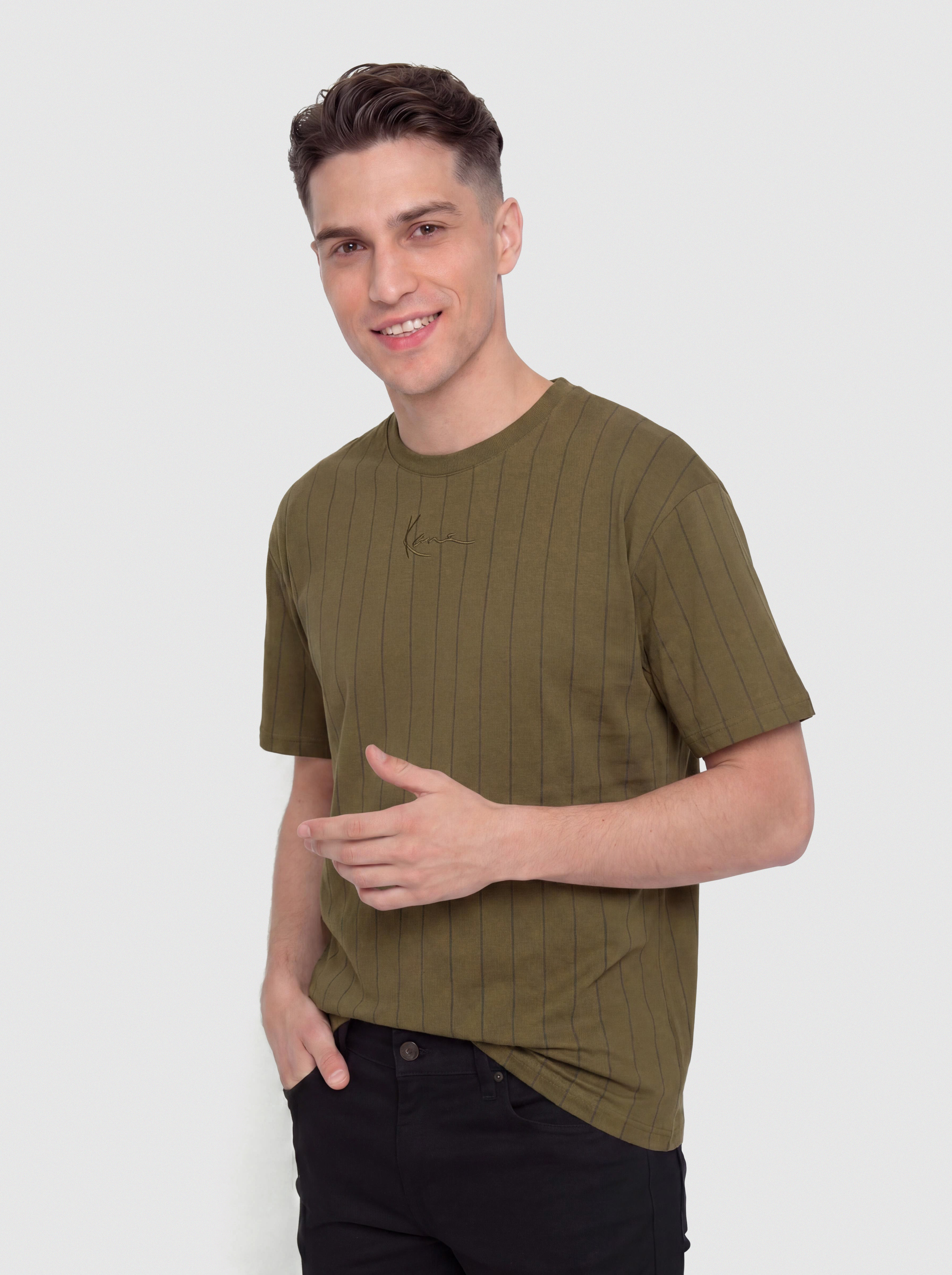 Футболка Karl Kani Small Signature Essential Pinstripe (green)