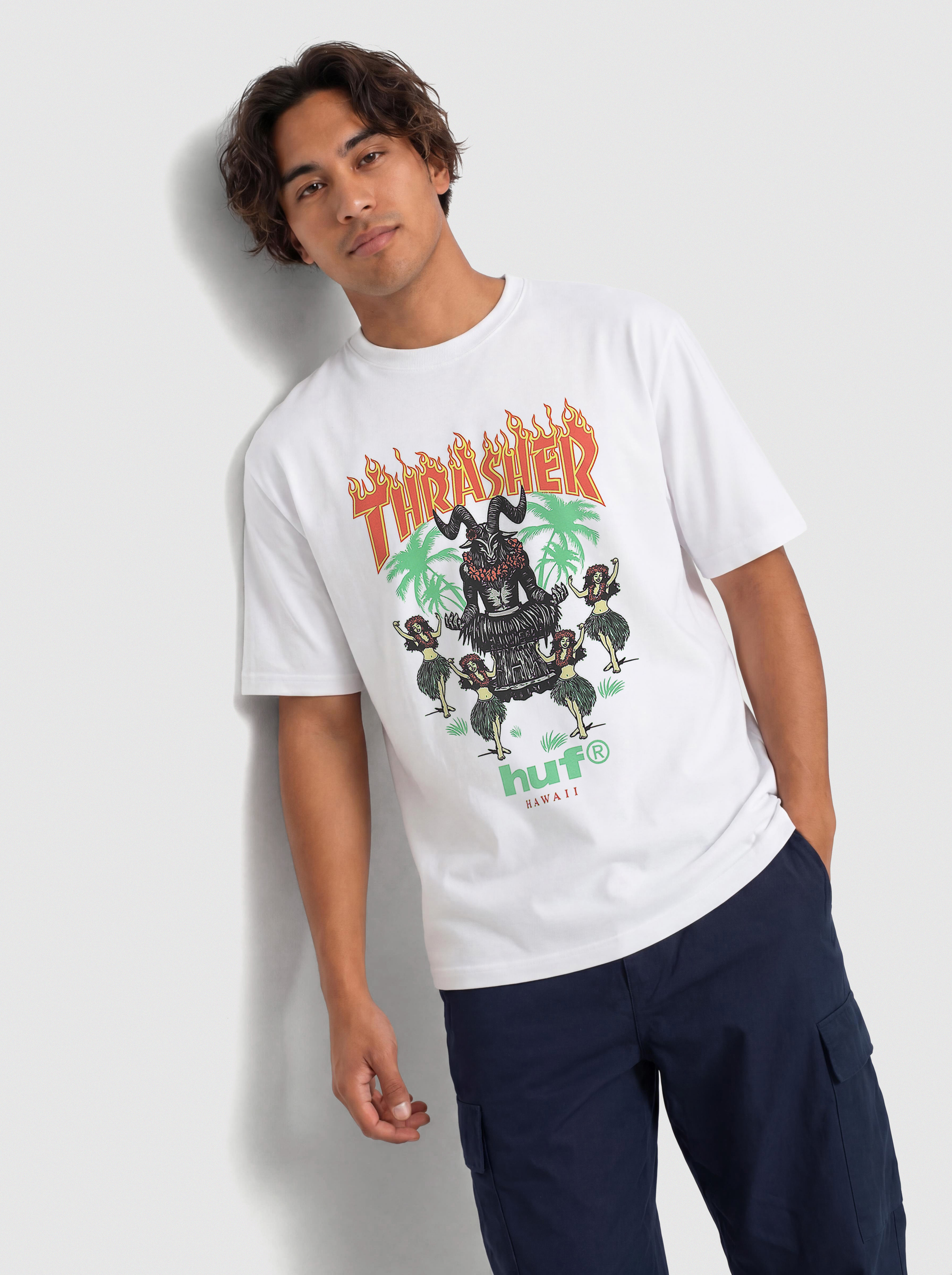 Футболка HUF X Thrasher Goat Luau (white)