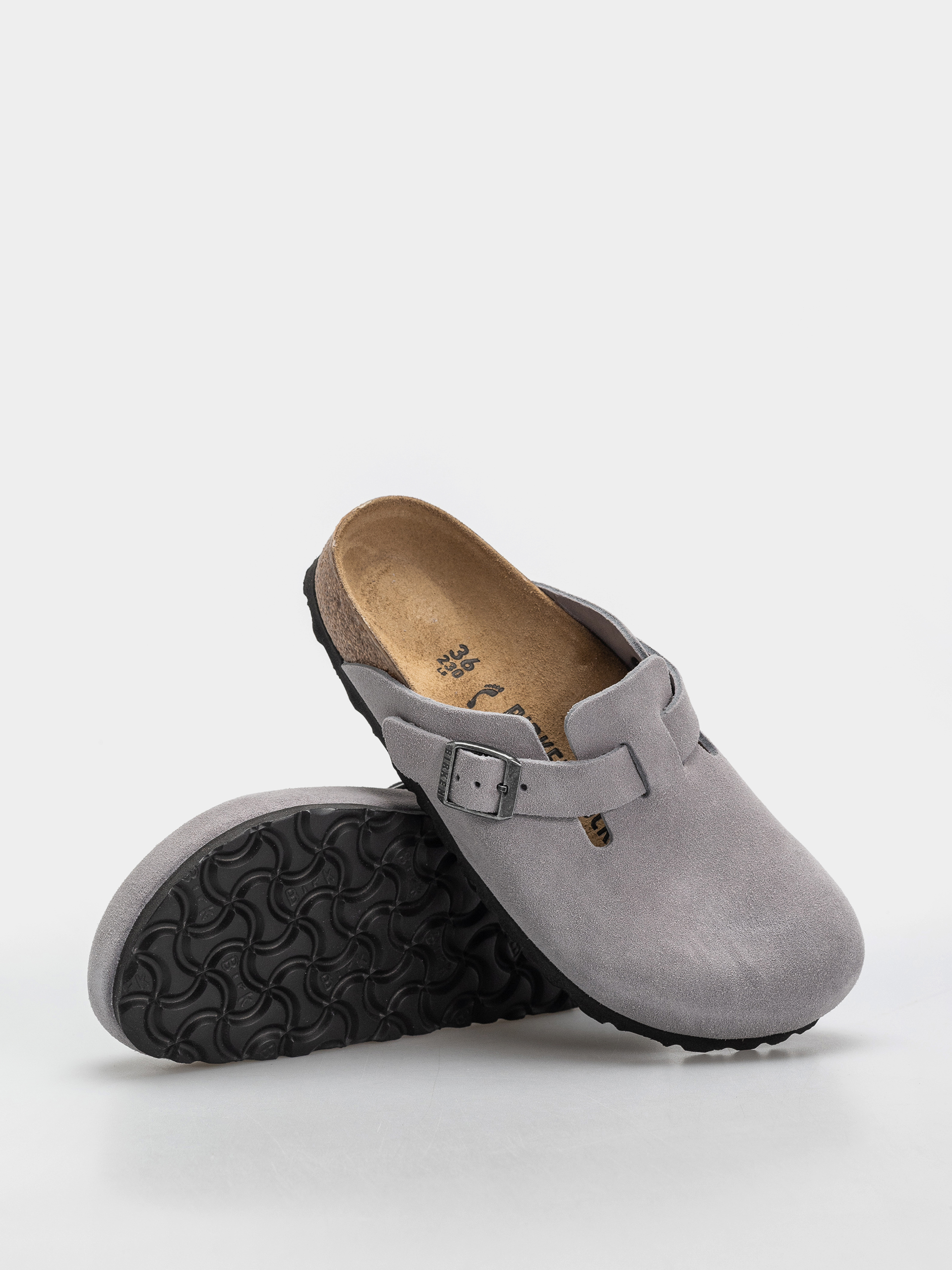 Шльопанці Birkenstock Boston Suede Leather Narrow (lavender sky)