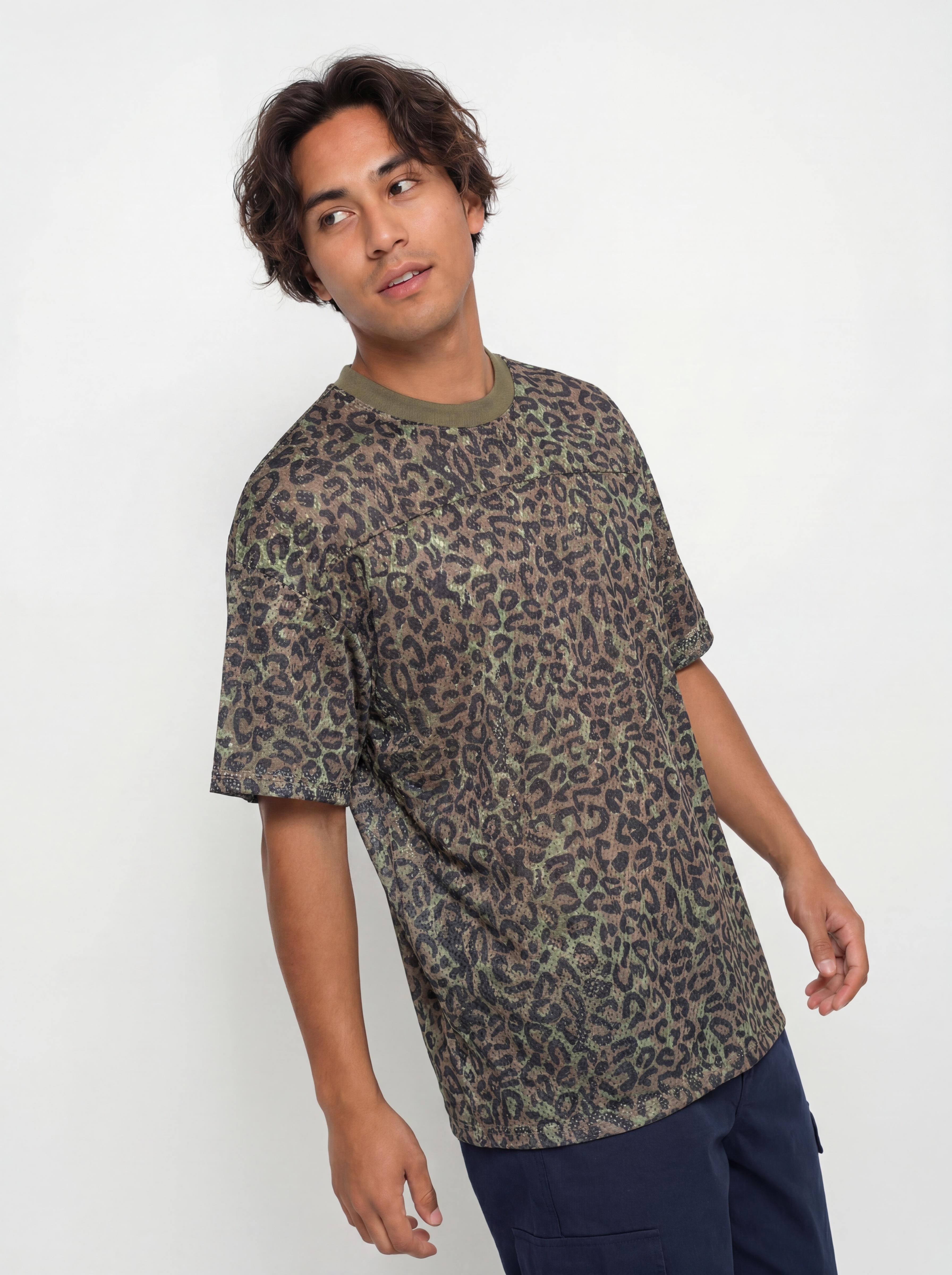 Футболка Wasted Paris Cheetah Mesh Boxy (olive khaki camo)