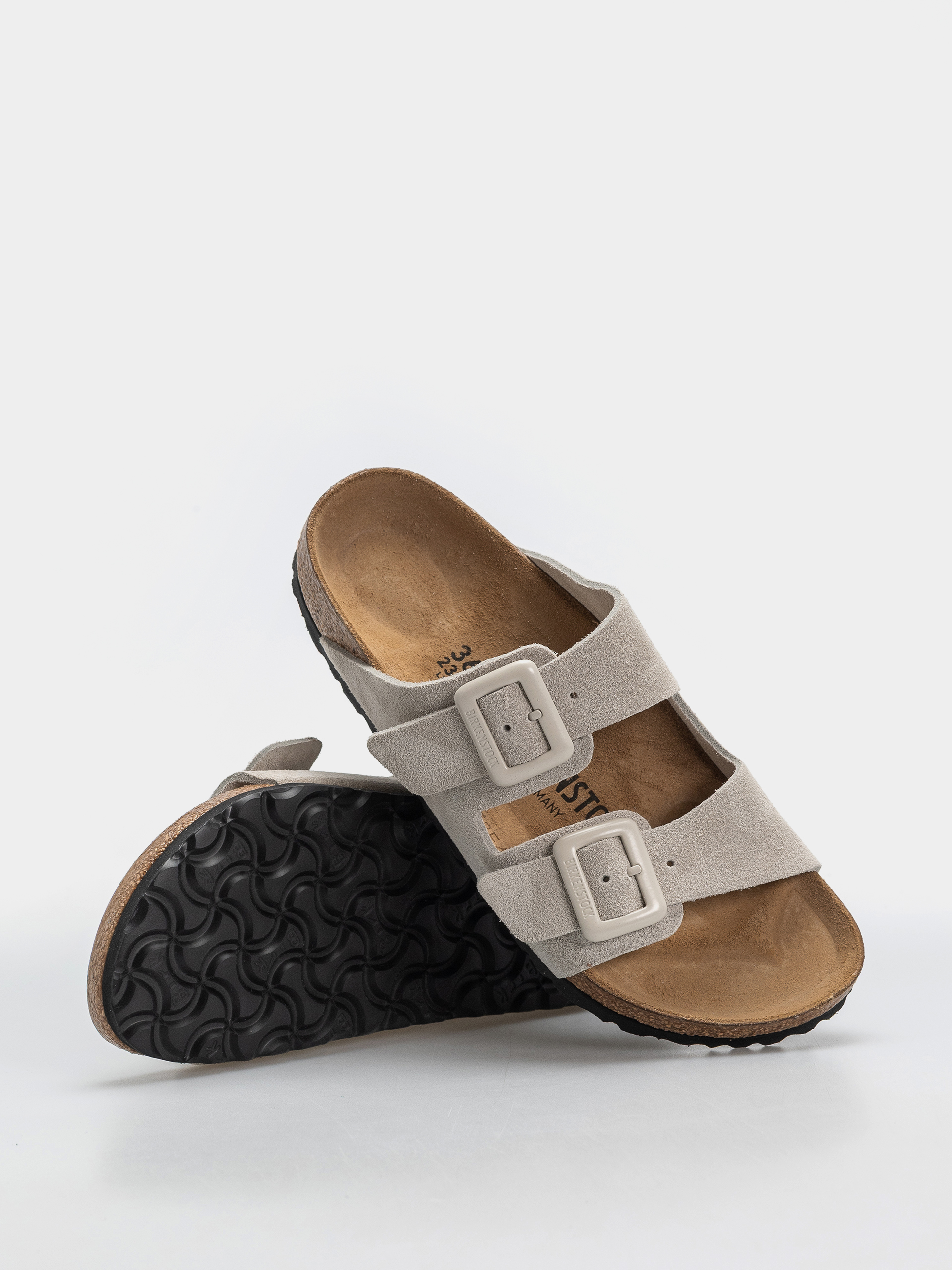 Шльопанці Birkenstock Arizona Suede Leather Cushion Buckle Narrow Wmn (oyster)