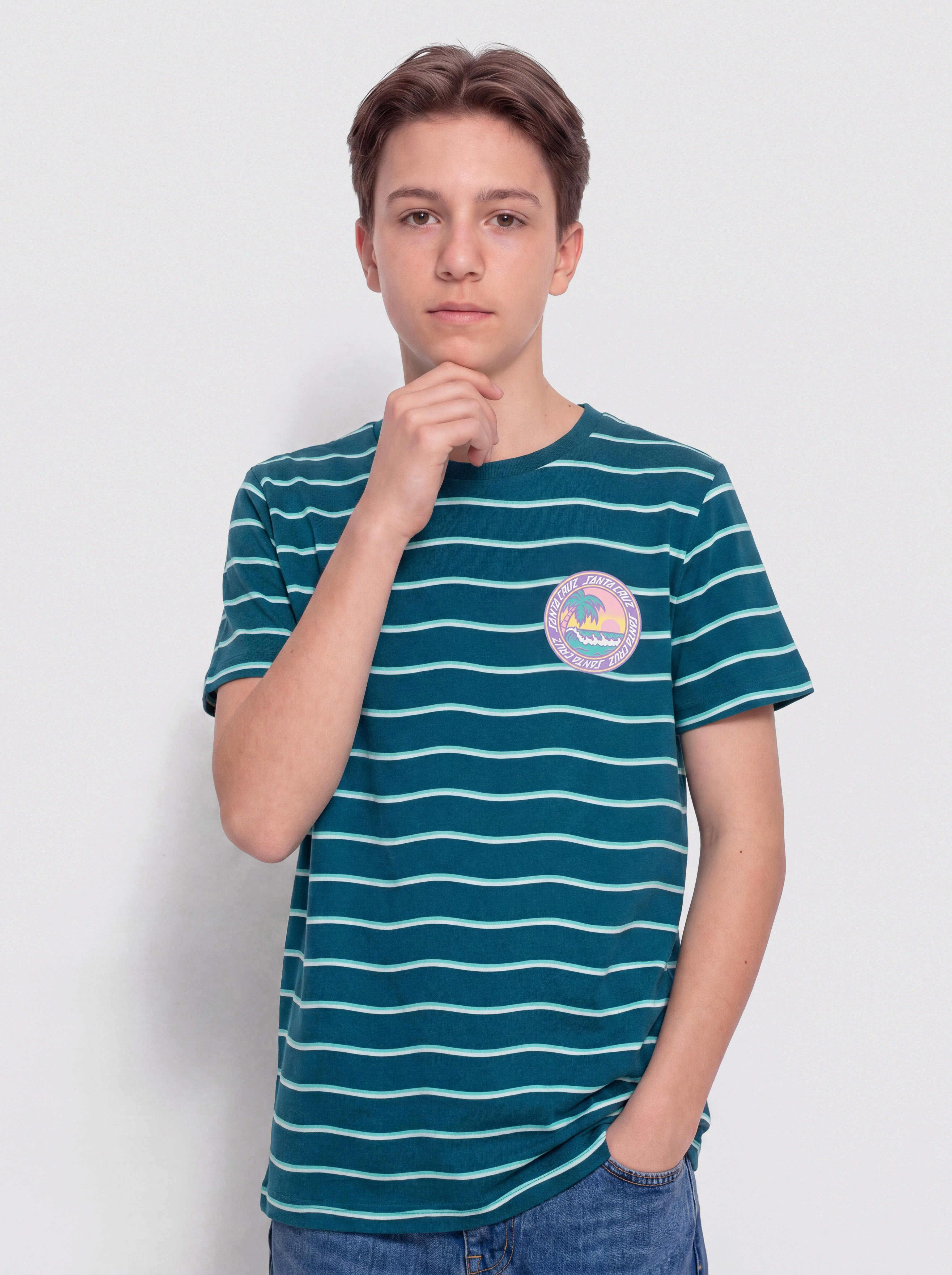 Футболка Santa Cruz Paradise Break JR (tidal teal wave stripe)