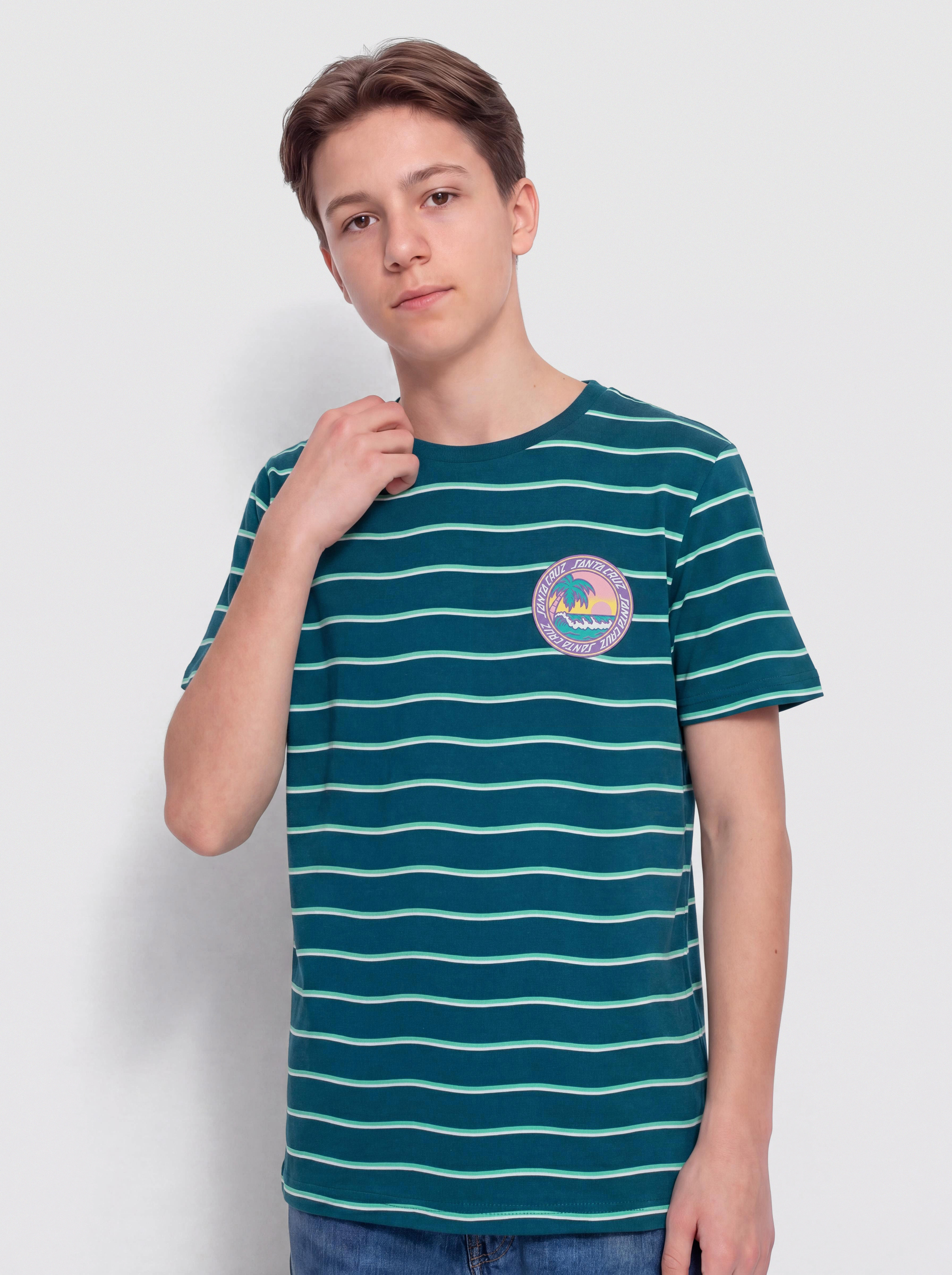 Футболка Santa Cruz Paradise Break JR (tidal teal wave stripe)