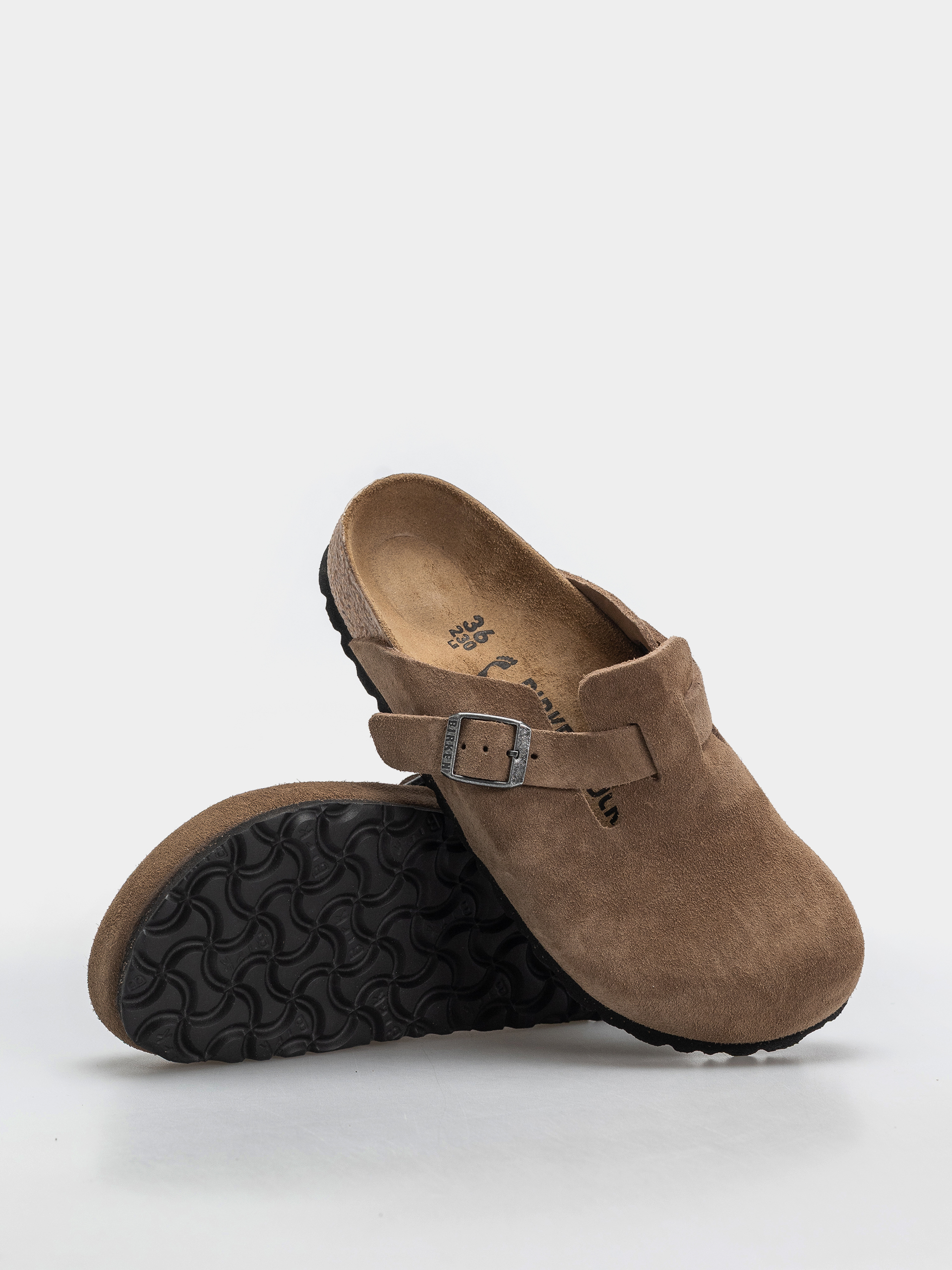 Шльопанці Birkenstock Boston Suede Leather Narrow (dark tea)