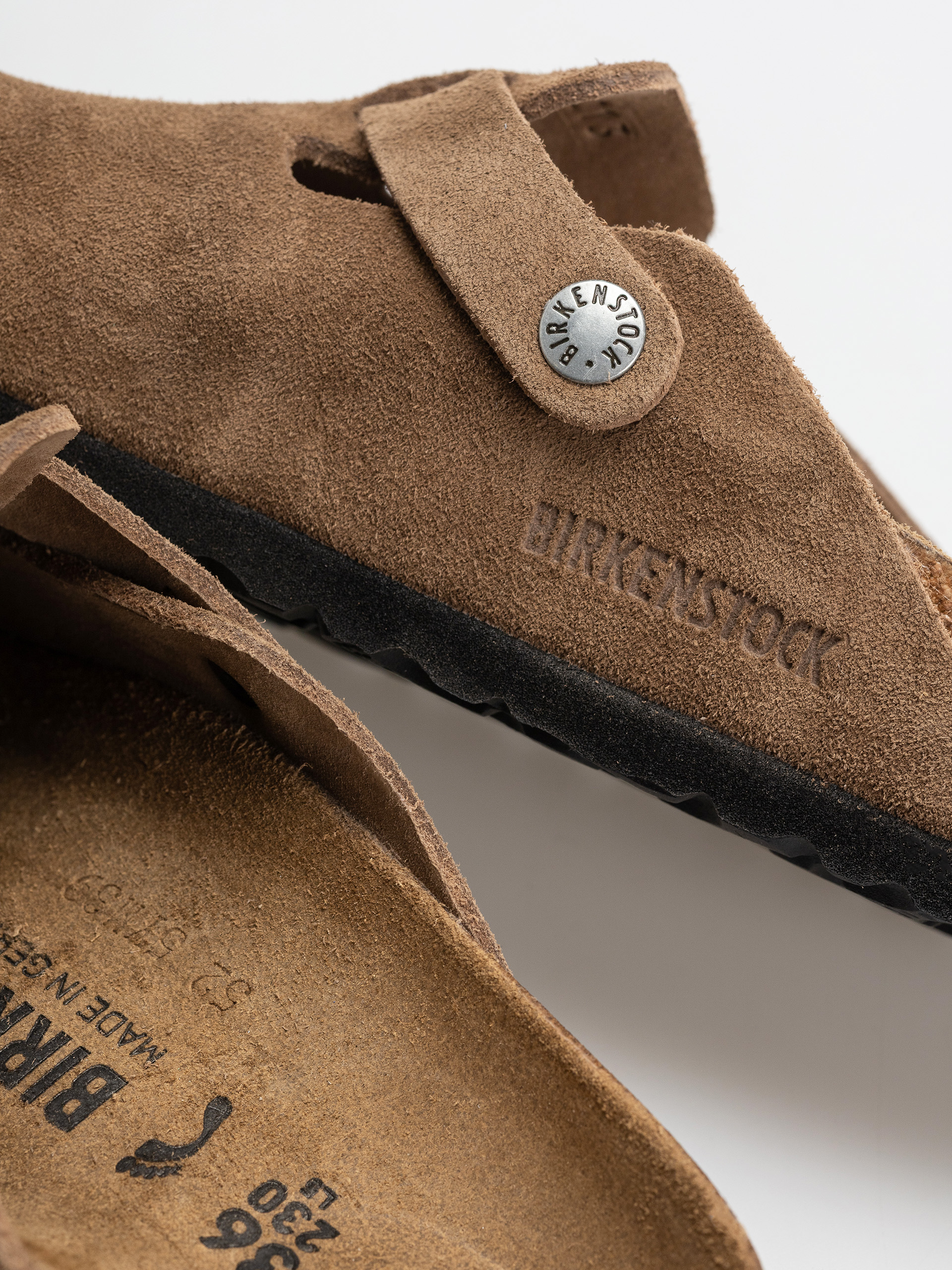 Шльопанці Birkenstock Boston Suede Leather Narrow (dark tea)
