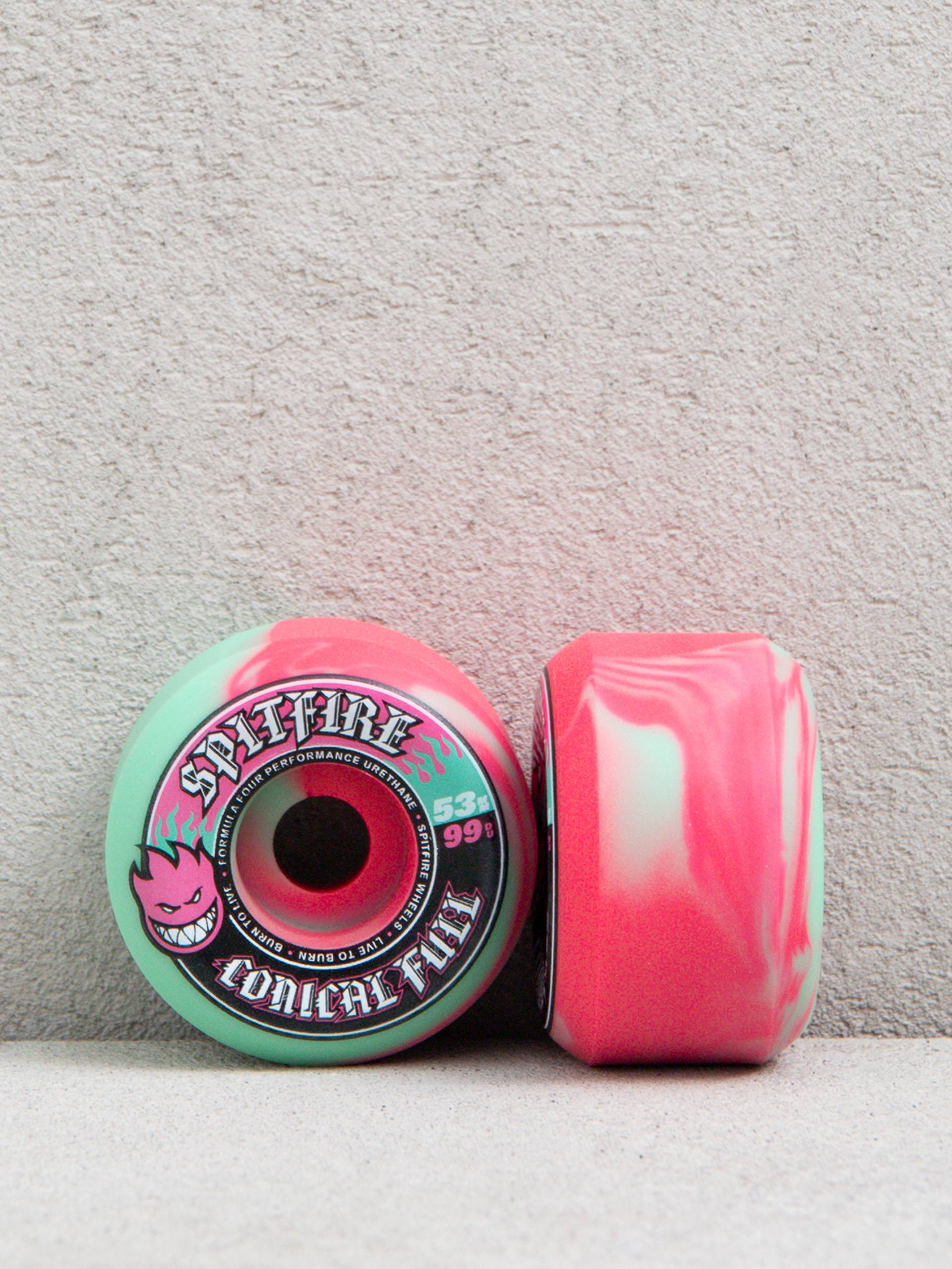 Колеса Spitfire F4 99D Team Color Pack F4 99 Conical Full (teal/pink swirl)