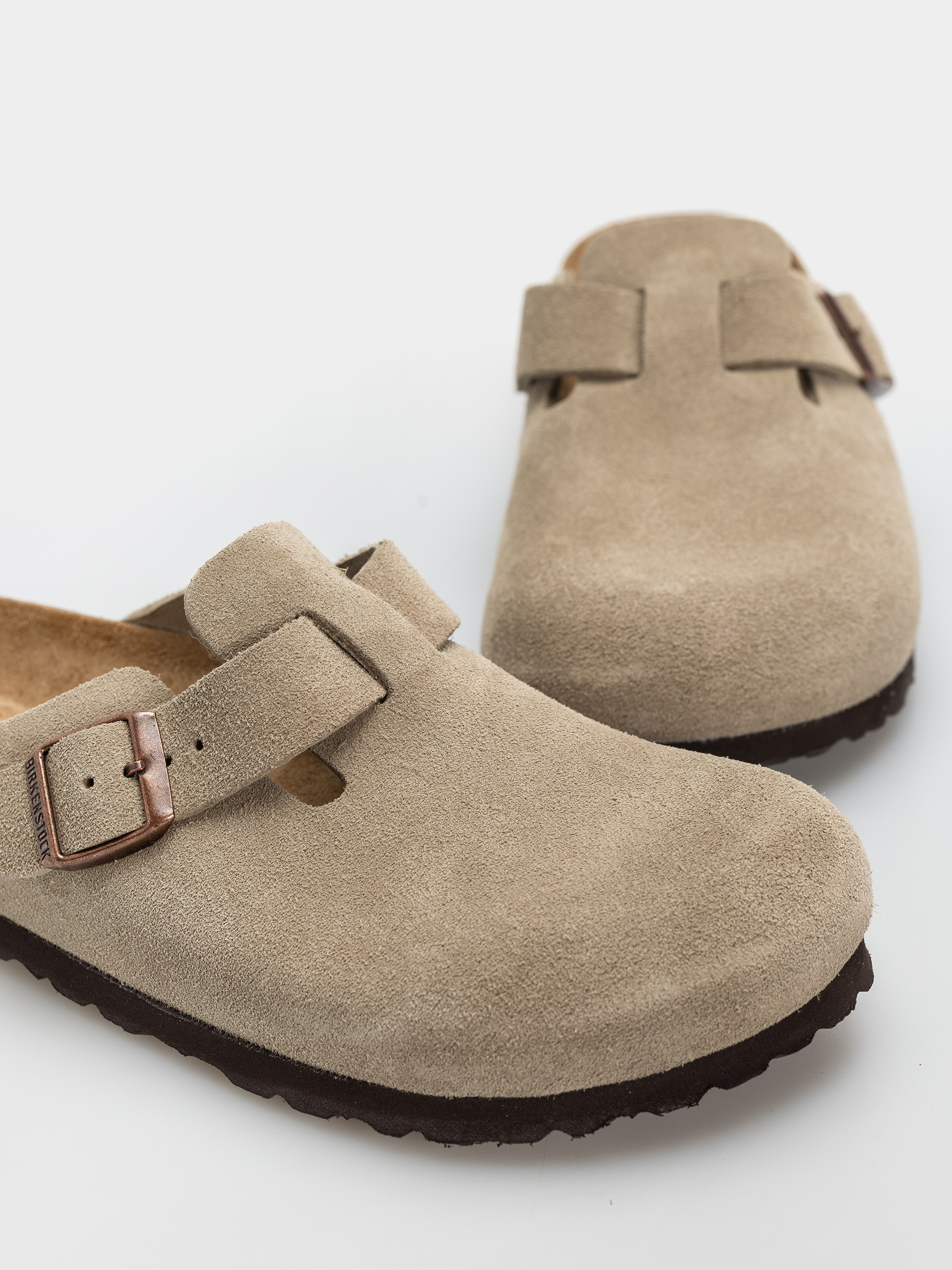 Шльопанці Birkenstock Boston Soft Footbed Suede Leather Narrow (taupe)