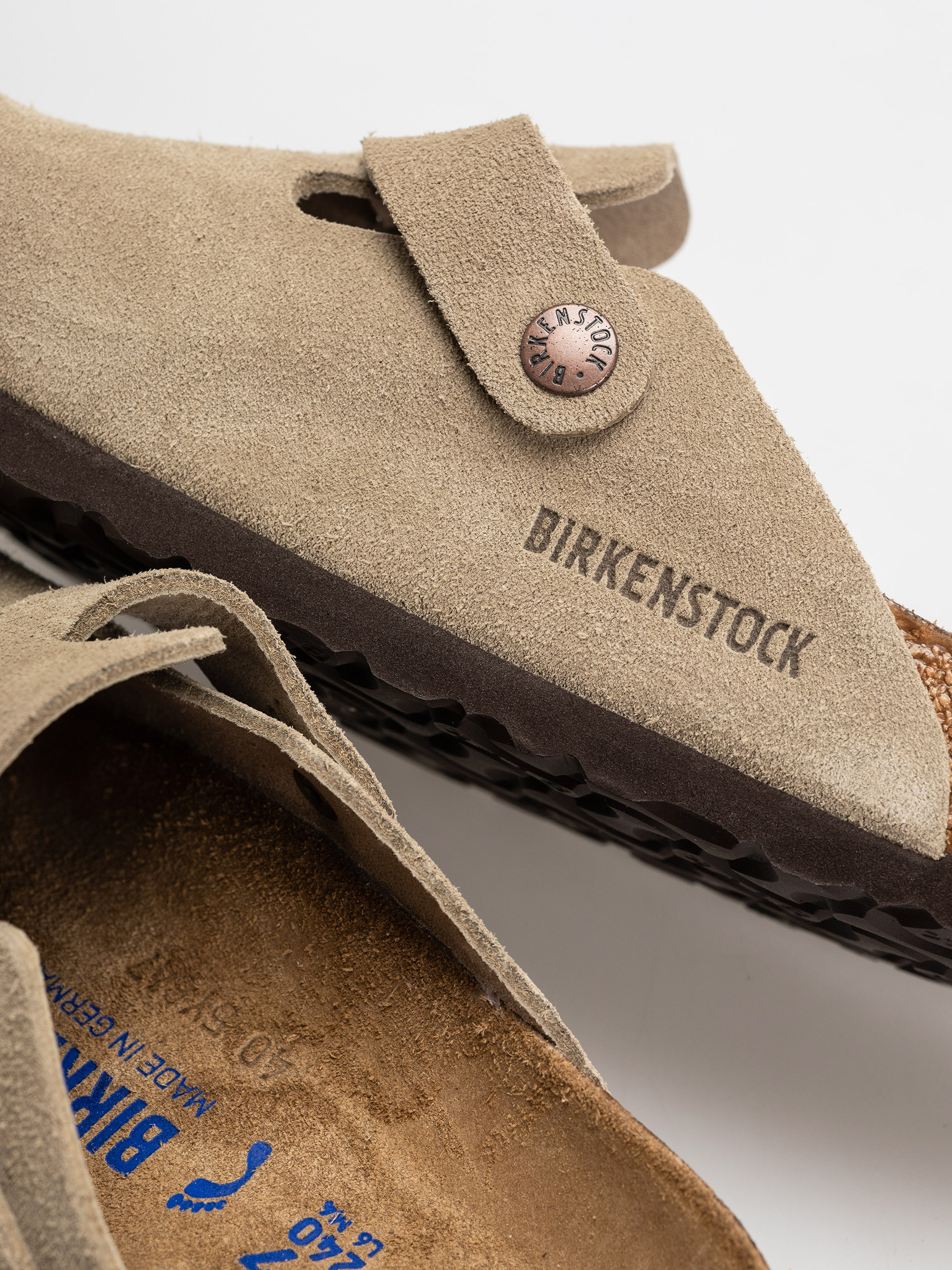 Шльопанці Birkenstock Boston Soft Footbed Suede Leather Narrow (taupe)