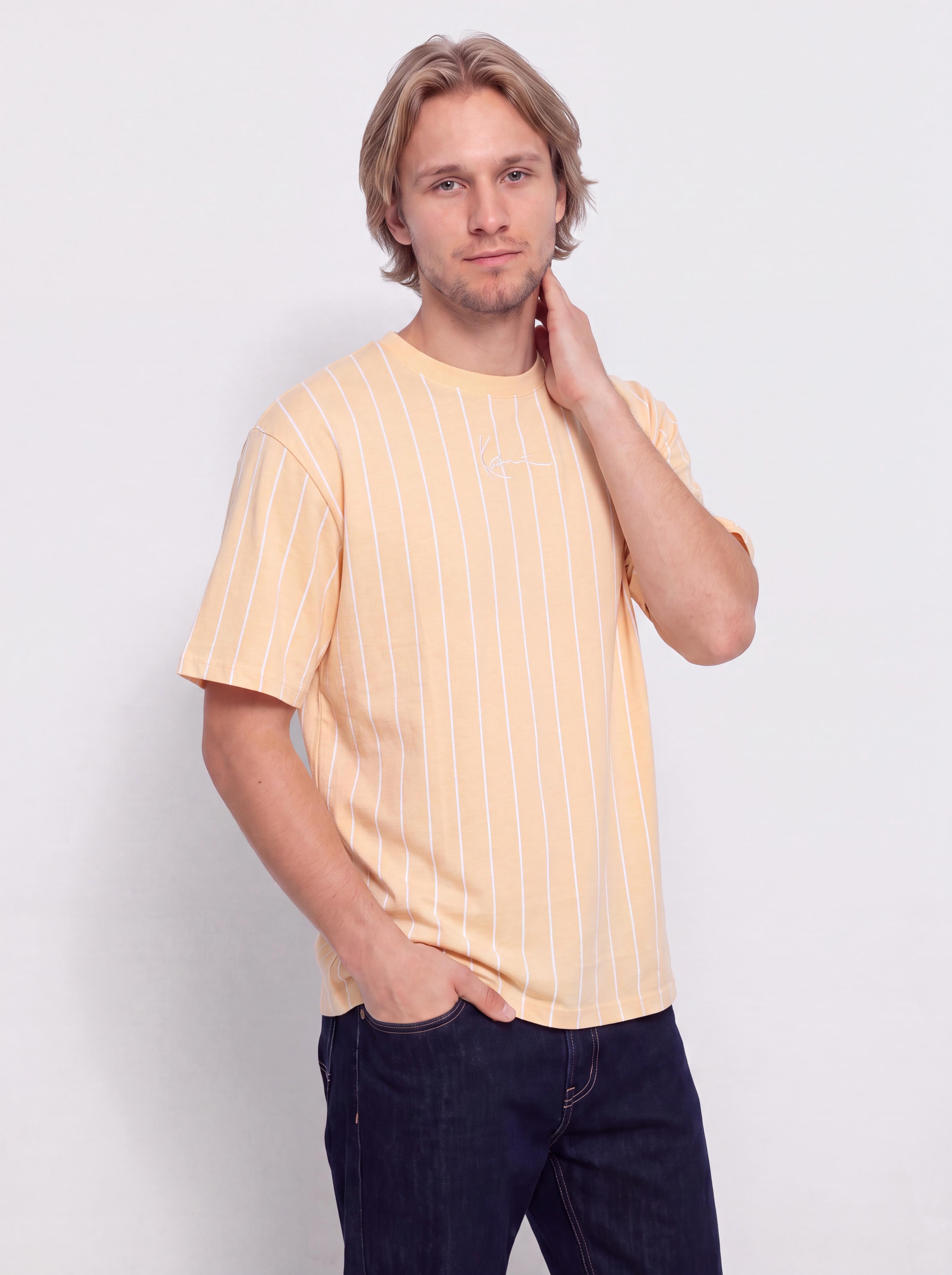 Футболка Karl Kani Small Signature Essential Pinstripe (orange)