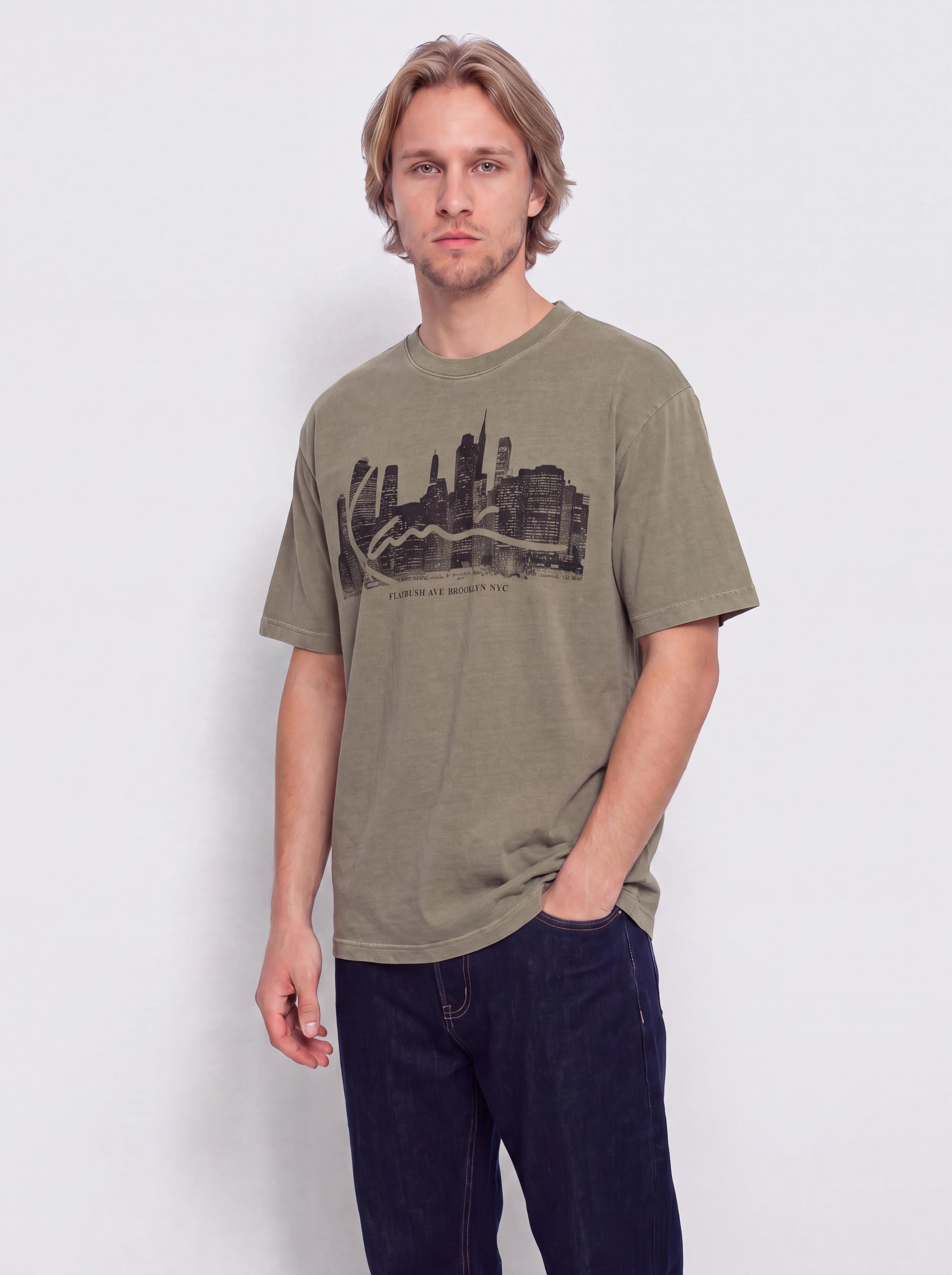 Футболка Karl Kani Signature Skyline Washed Boxy (green)
