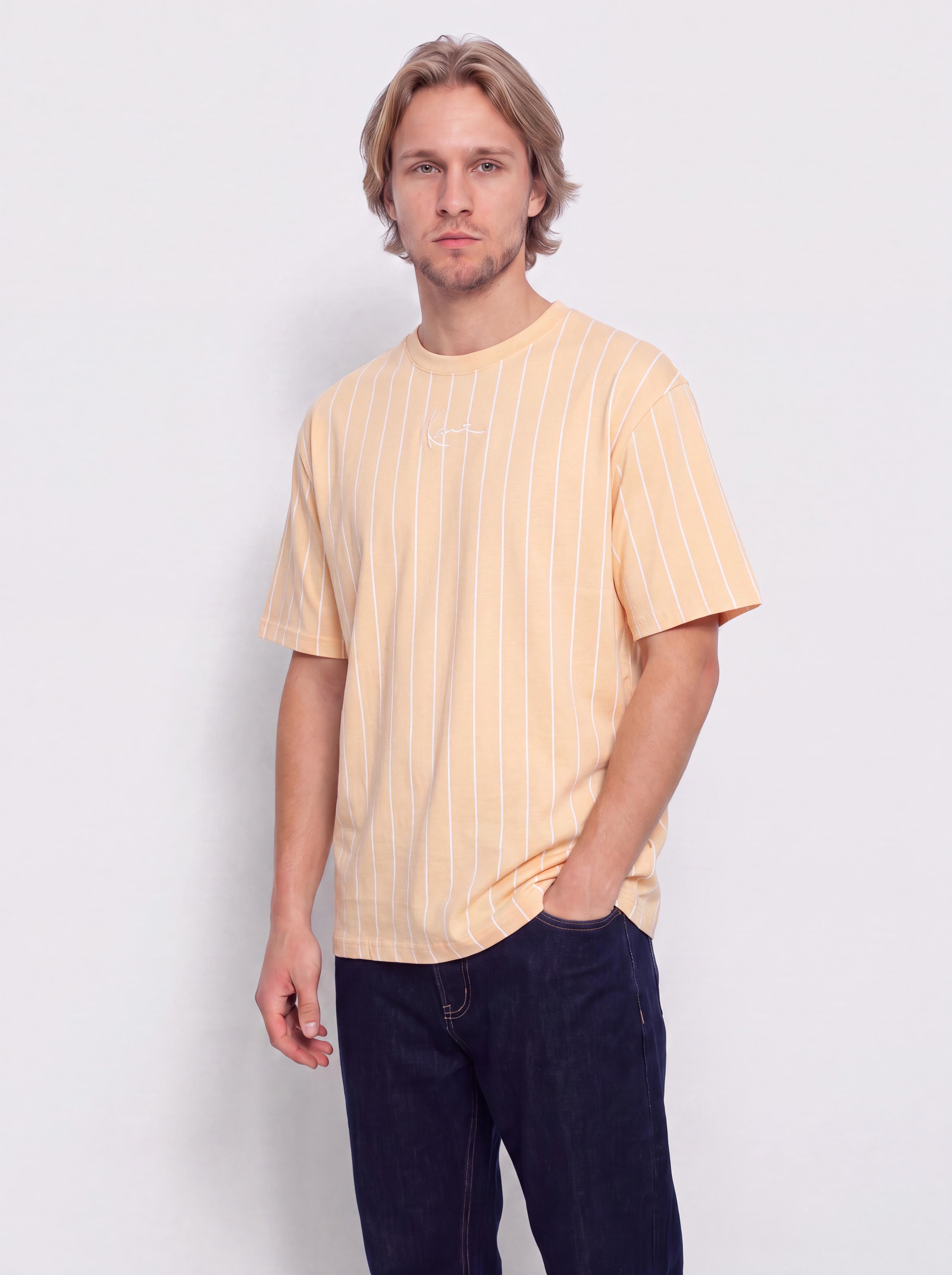 Футболка Karl Kani Small Signature Essential Pinstripe (orange)