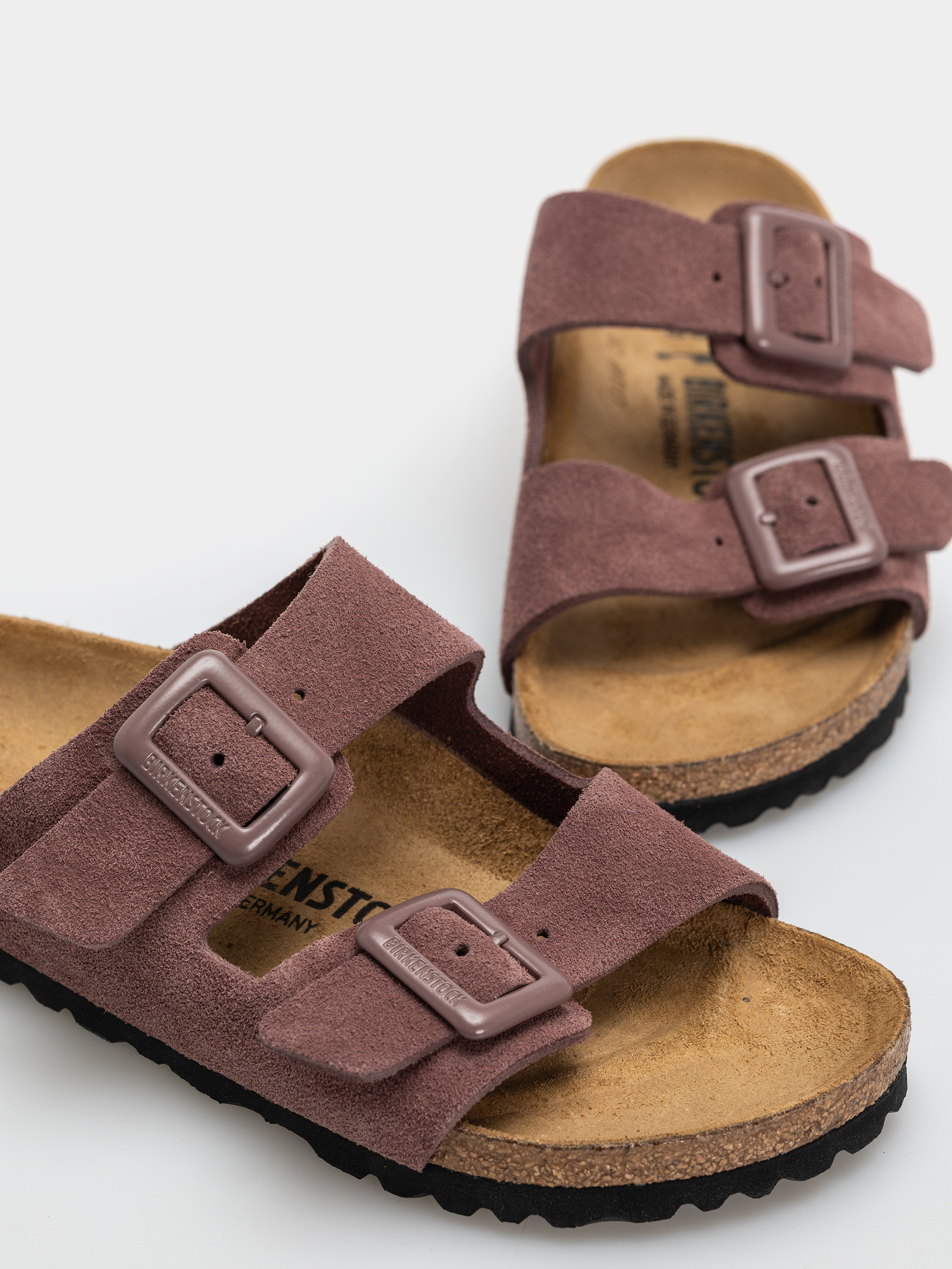 Шльопанці Birkenstock Arizona Suede Leather Cushion Buckle Narrow Wmn (pepper)