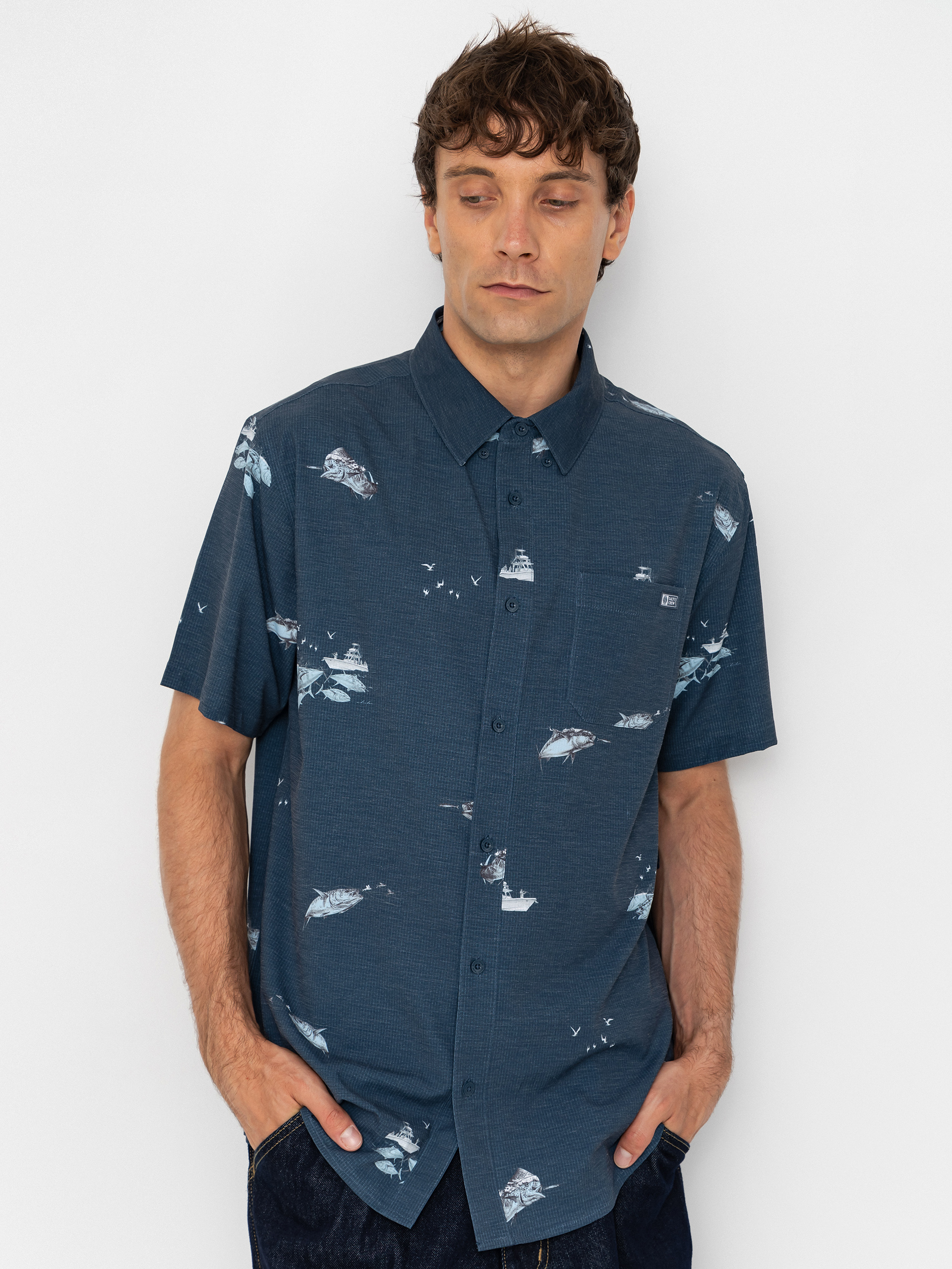 u0421u043eu0440u043eu0447u043au0430 Salty Crew Breezer Perf Button Up (midnight navy)