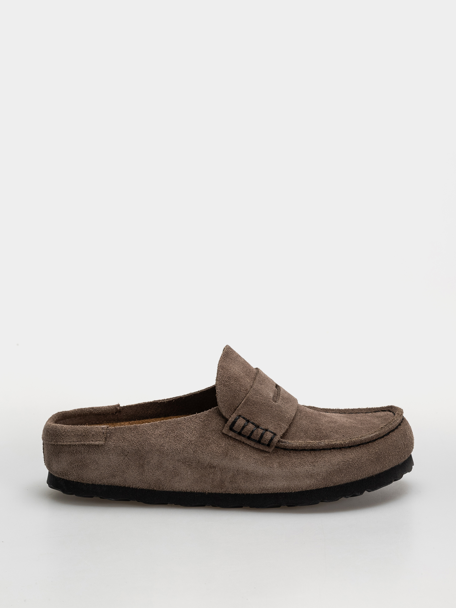 Шльопанці Birkenstock Naples Wrapped Suede Leather Narrow (concrete gray)