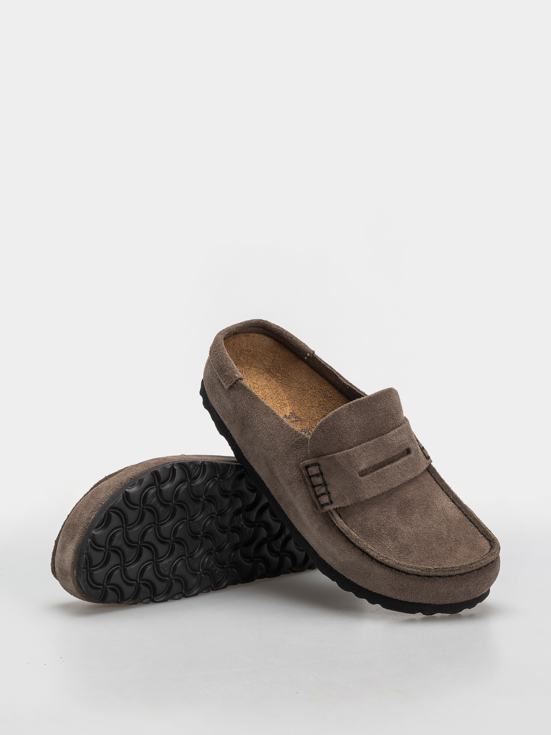 Шльопанці Birkenstock Naples Wrapped Suede Leather Narrow (concrete gray)