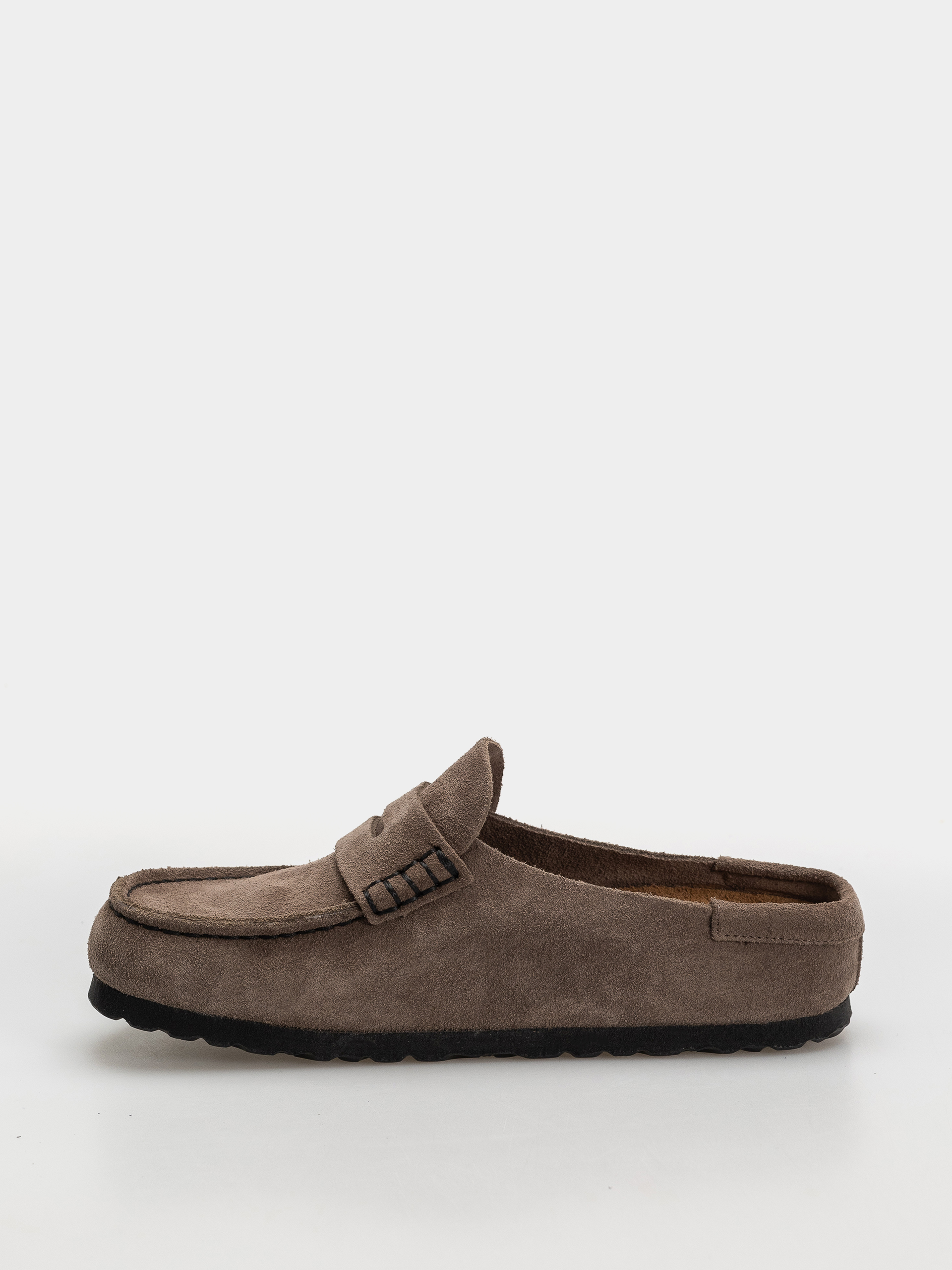 Шльопанці Birkenstock Naples Wrapped Suede Leather Narrow (concrete gray)