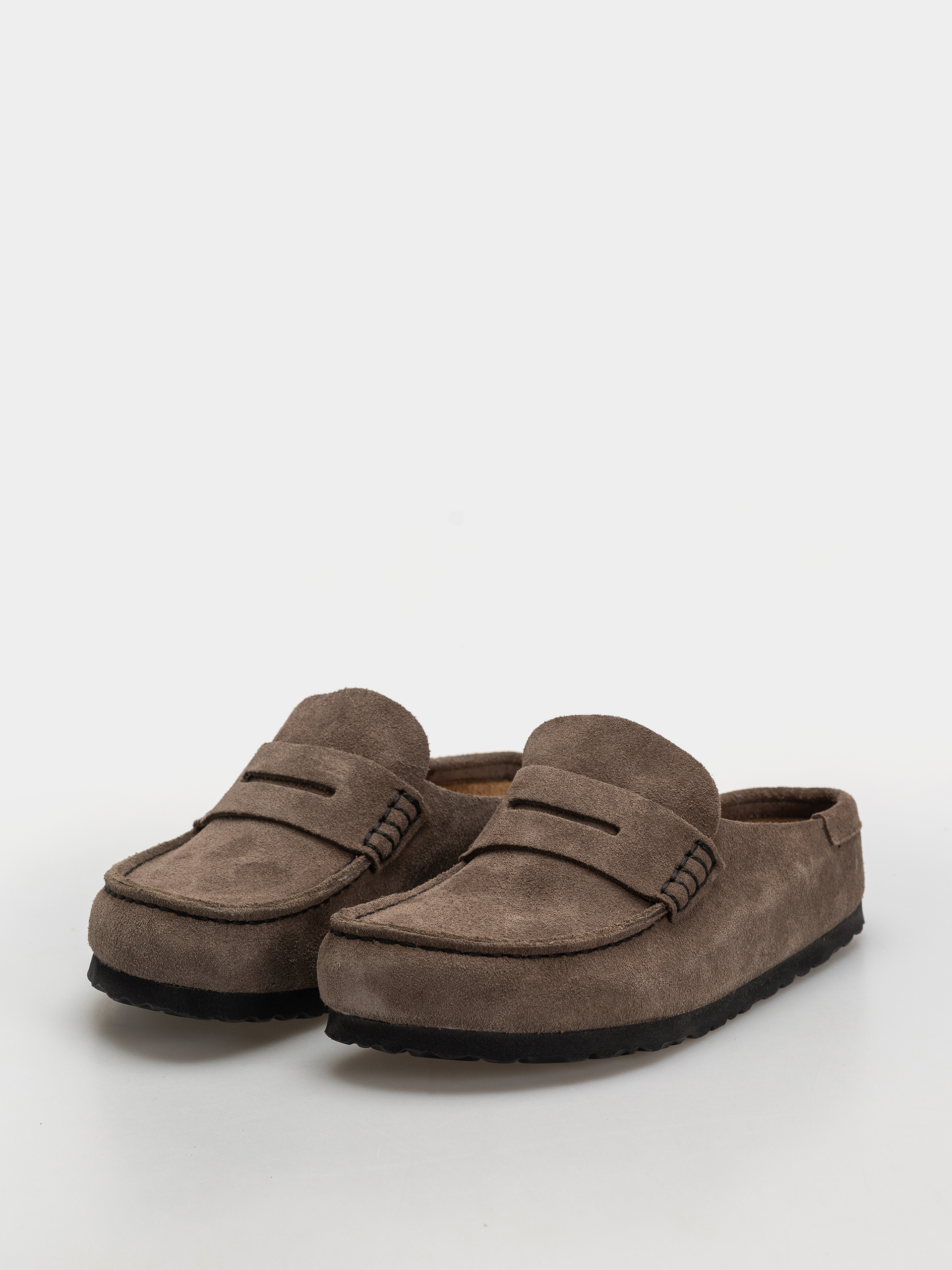 Шльопанці Birkenstock Naples Wrapped Suede Leather Narrow (concrete gray)