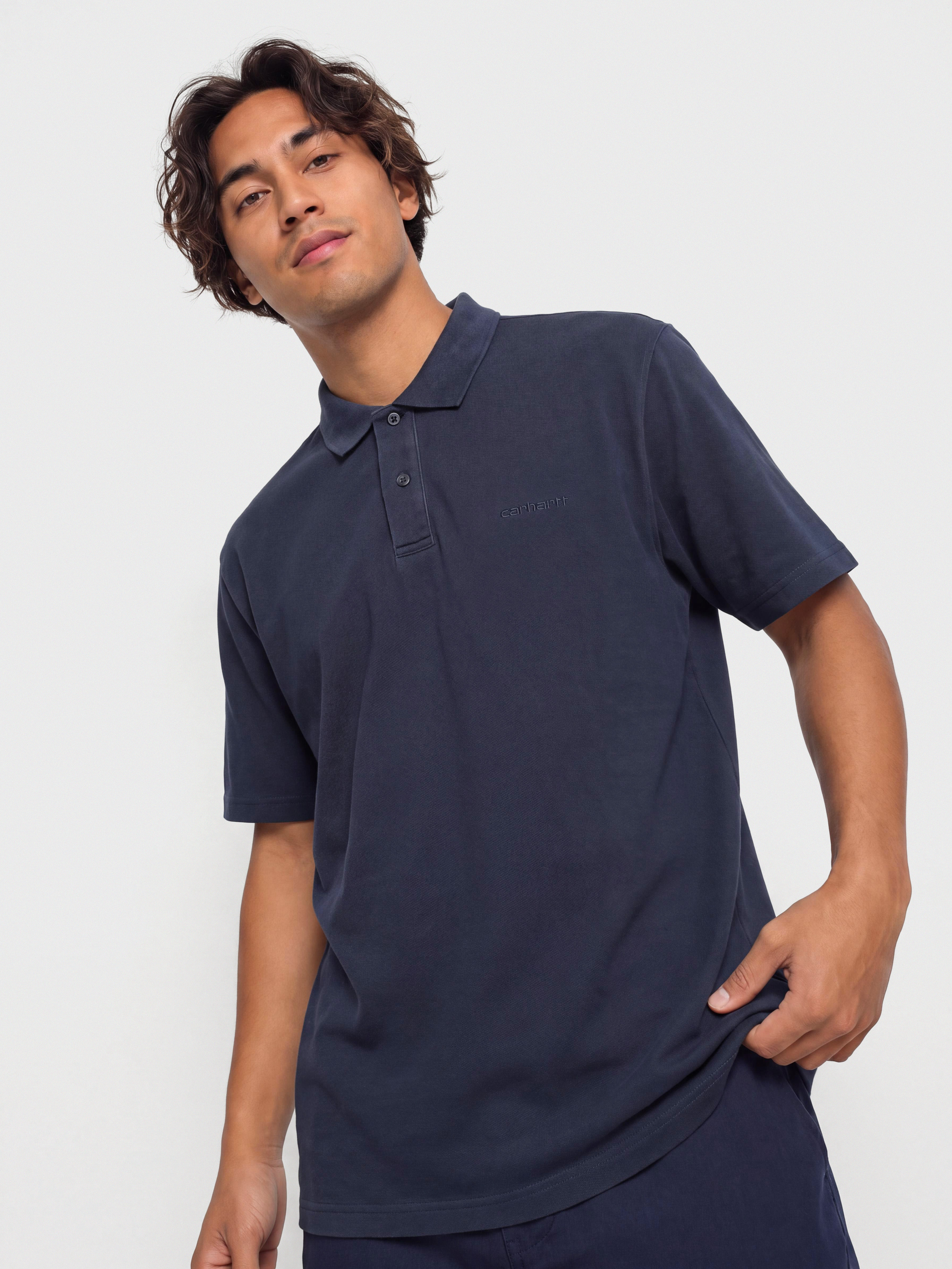 Футболка Carhartt WIP Wayne Polo (dark navy/garment dyed)