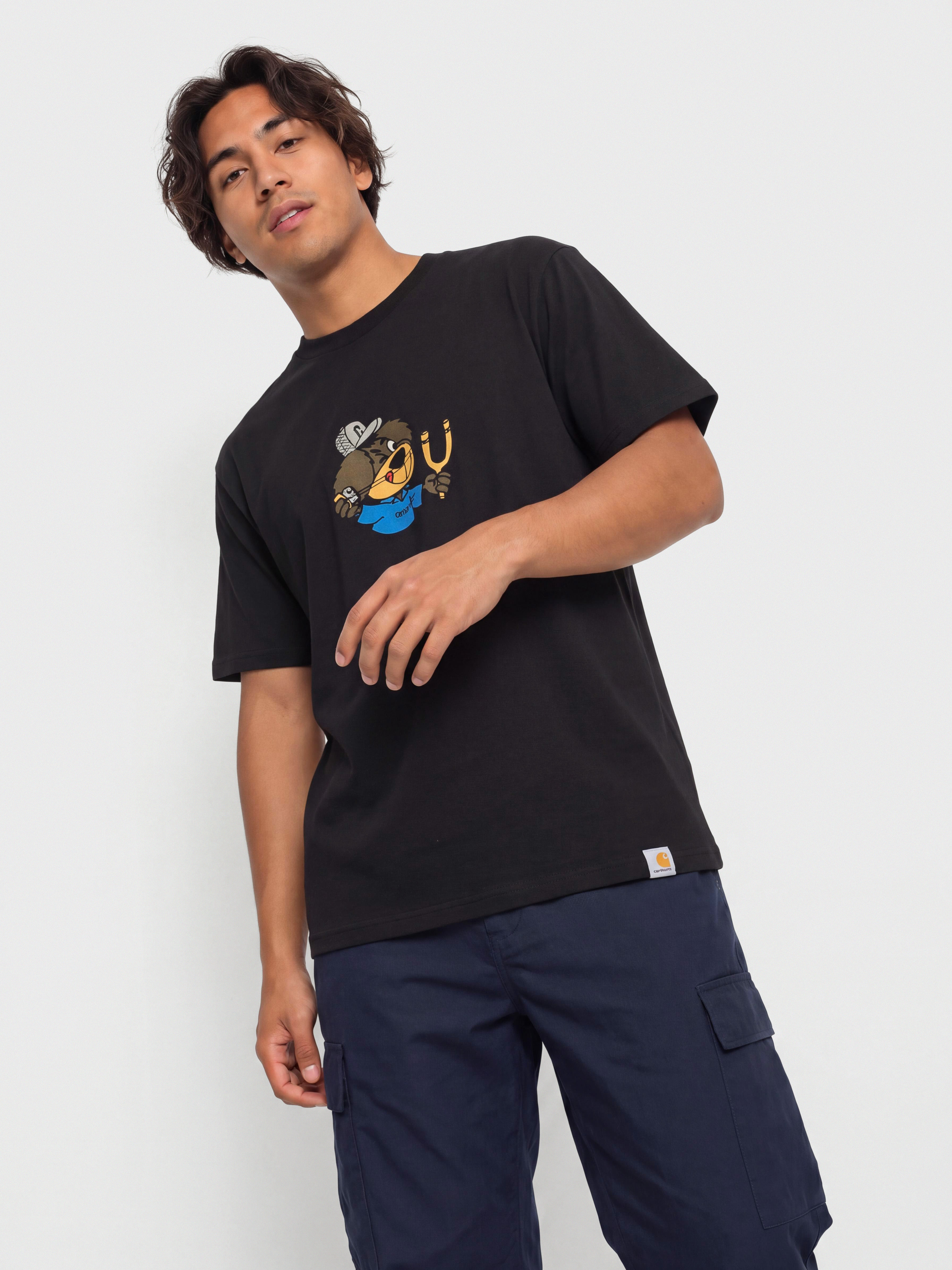 Футболка Carhartt WIP Slingshot (black/heavy enzyme wash)