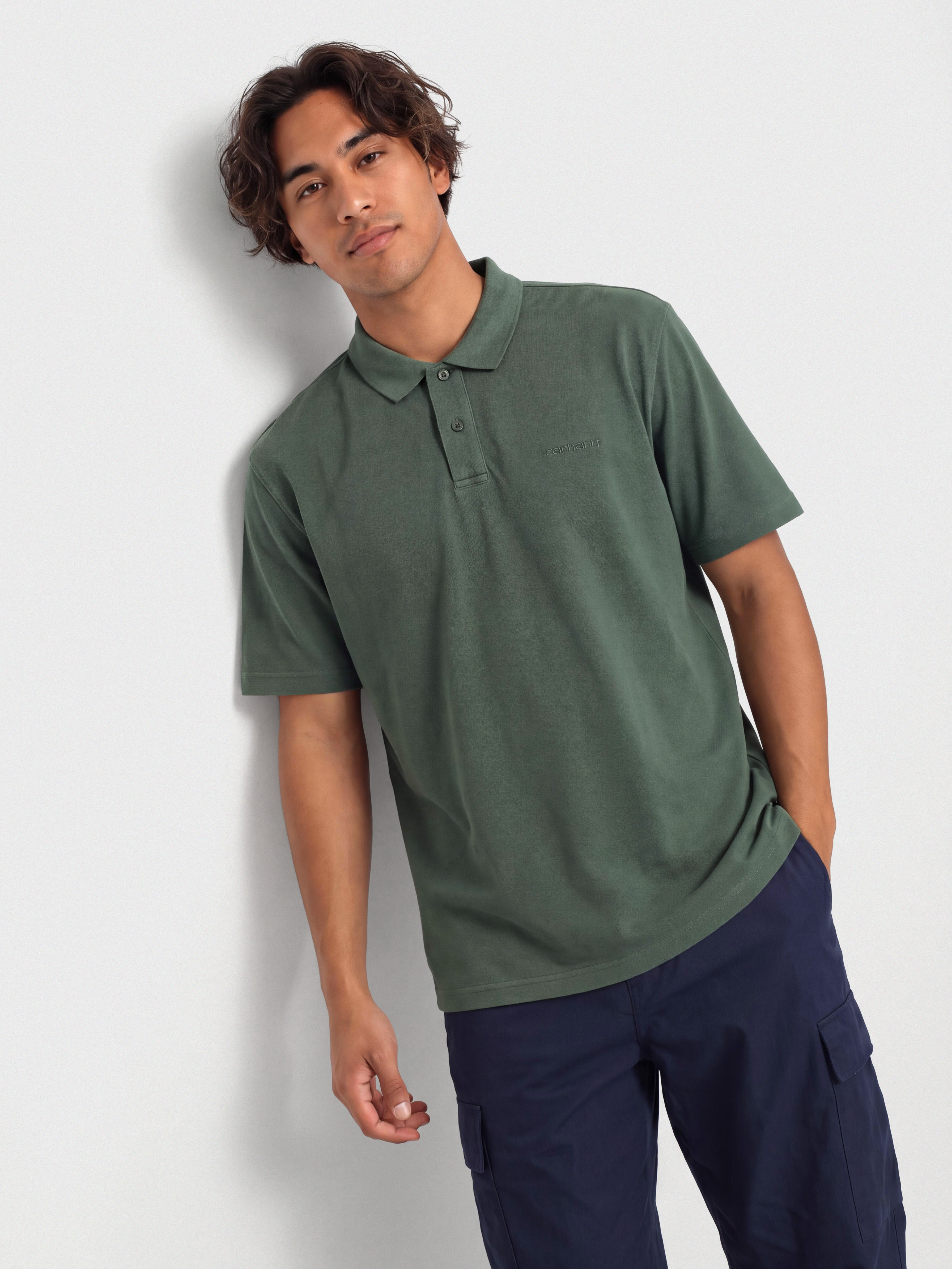 Футболка Carhartt WIP Wayne Polo (dark scarab/garment dyed)