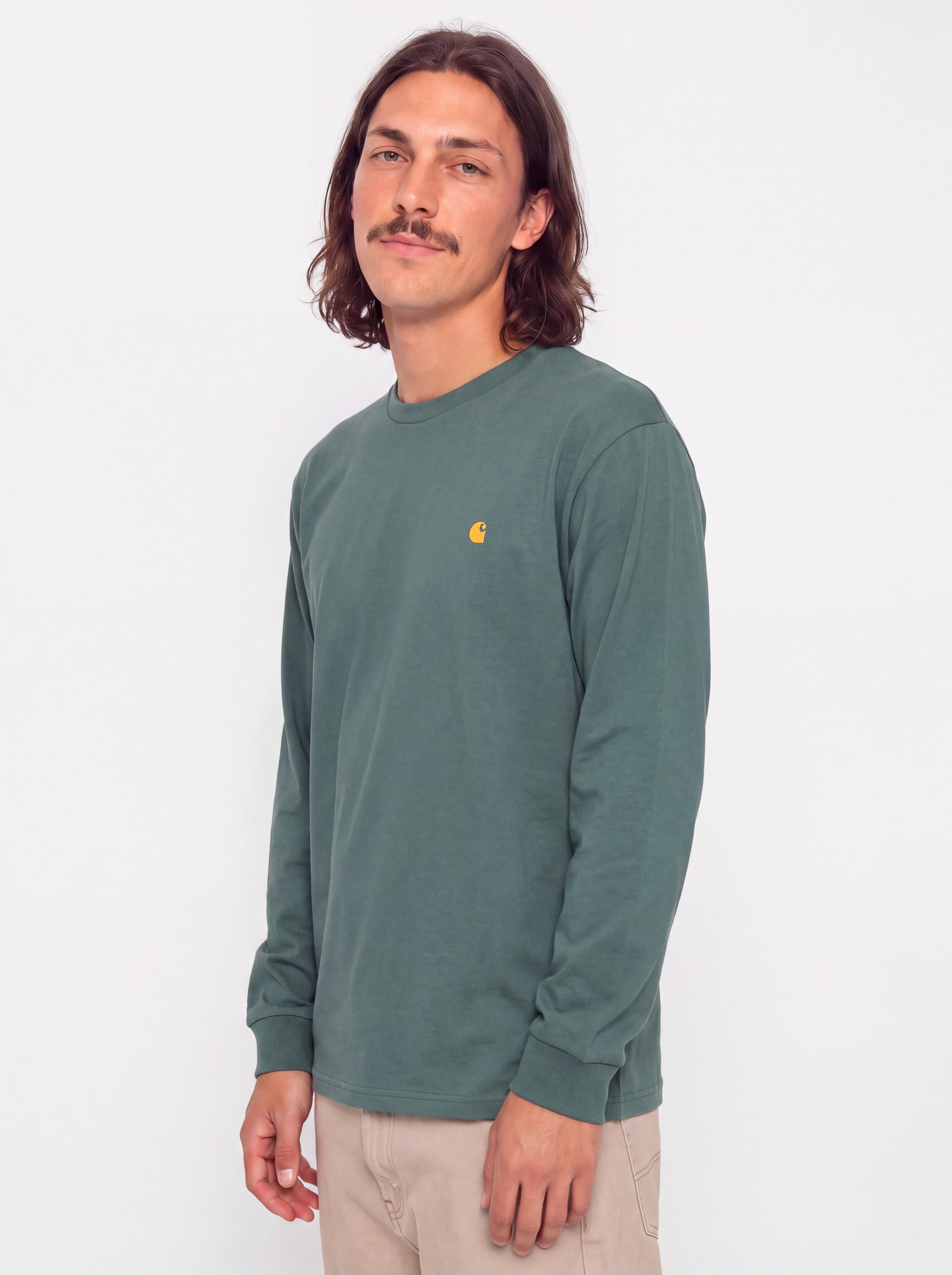 Лонгслів Carhartt WIP Chase (silver pine/gold)