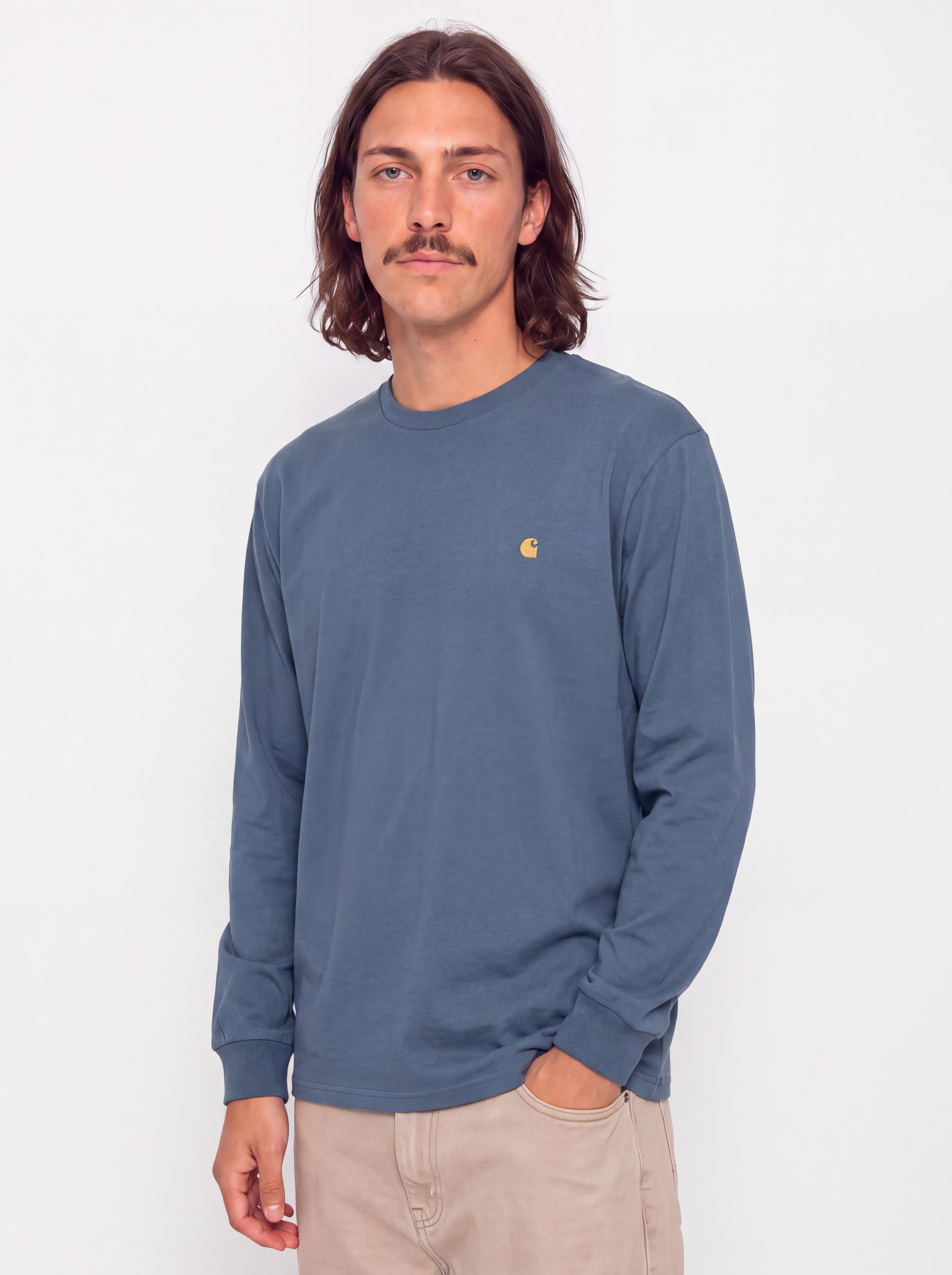 Лонгслів Carhartt WIP Chase (icesheet/gold)