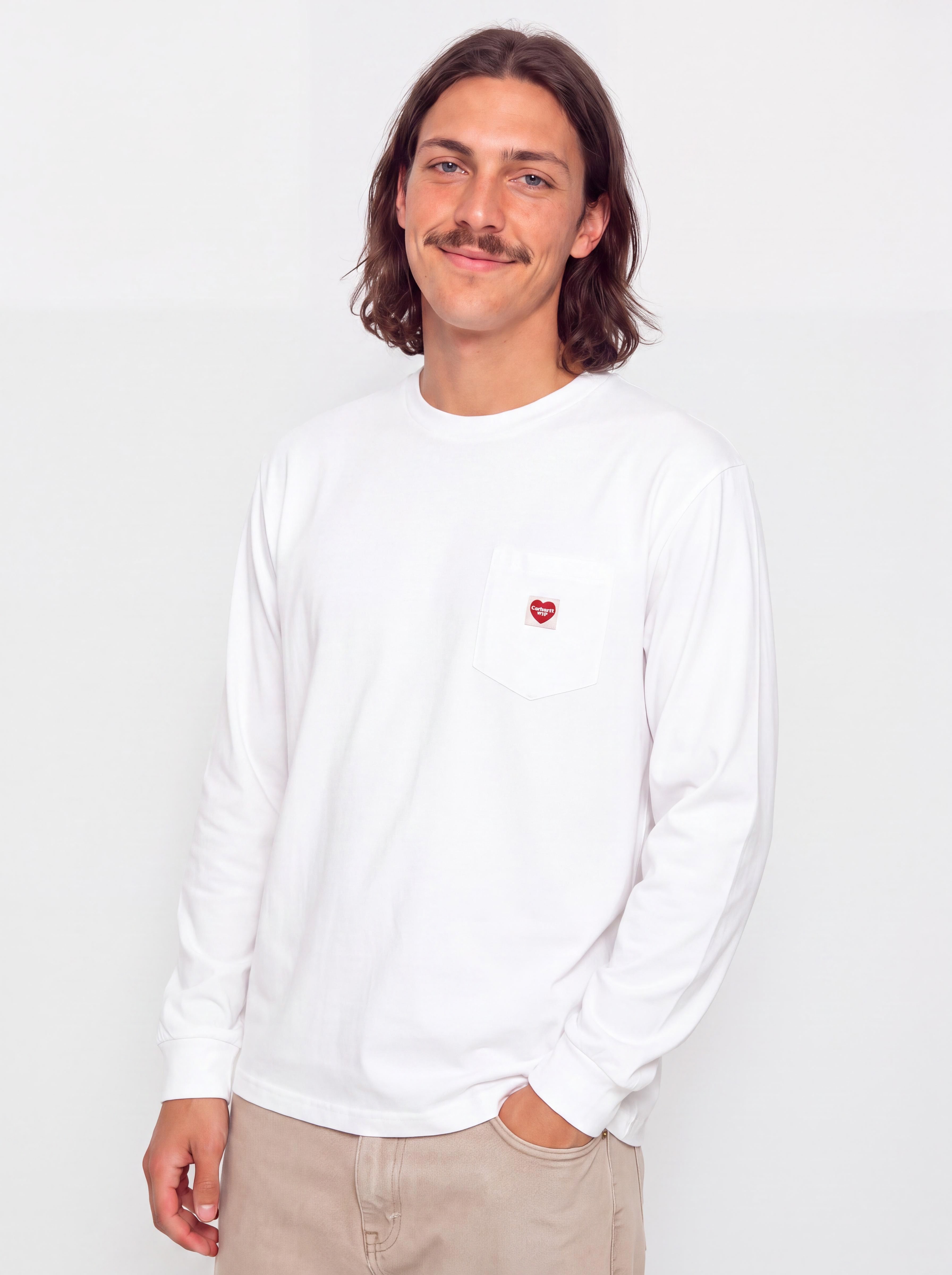 Лонгслів Carhartt WIP Pocket Small Heart Wmn (white/red)