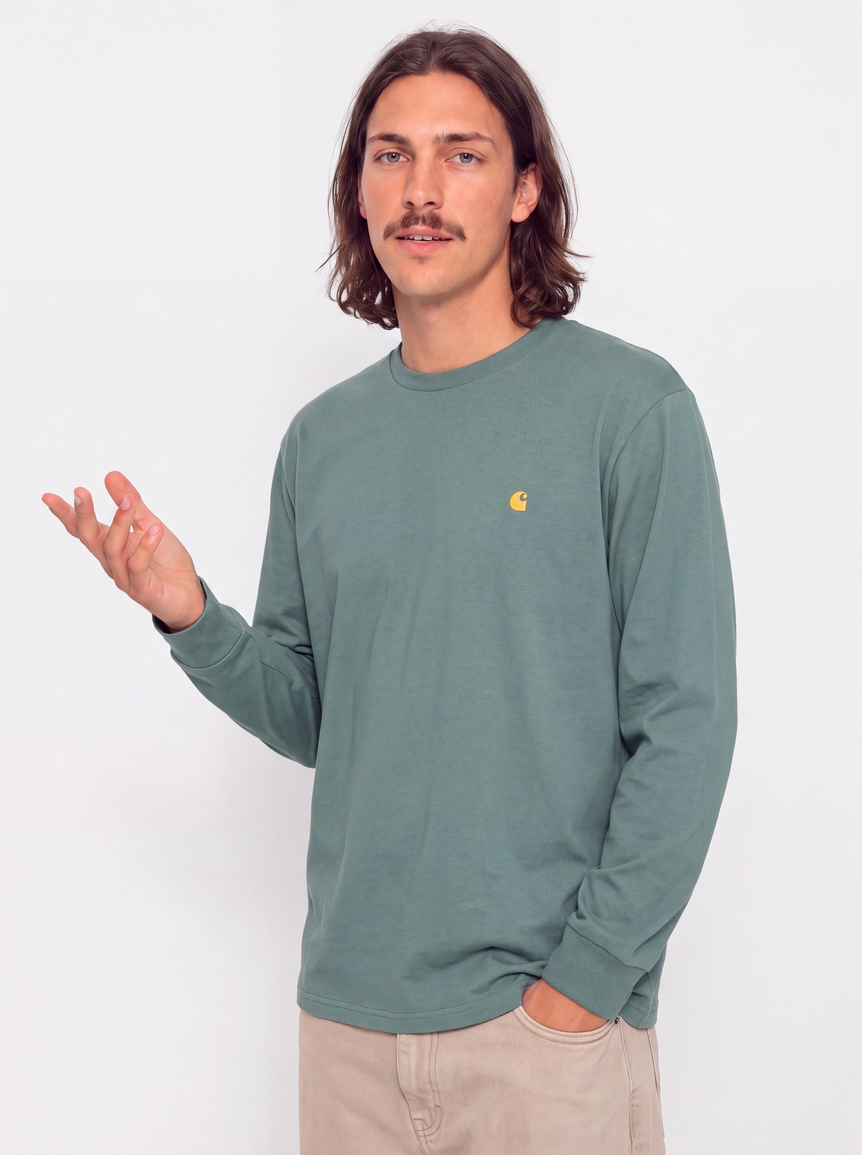 Лонгслів Carhartt WIP Chase (silver pine/gold)