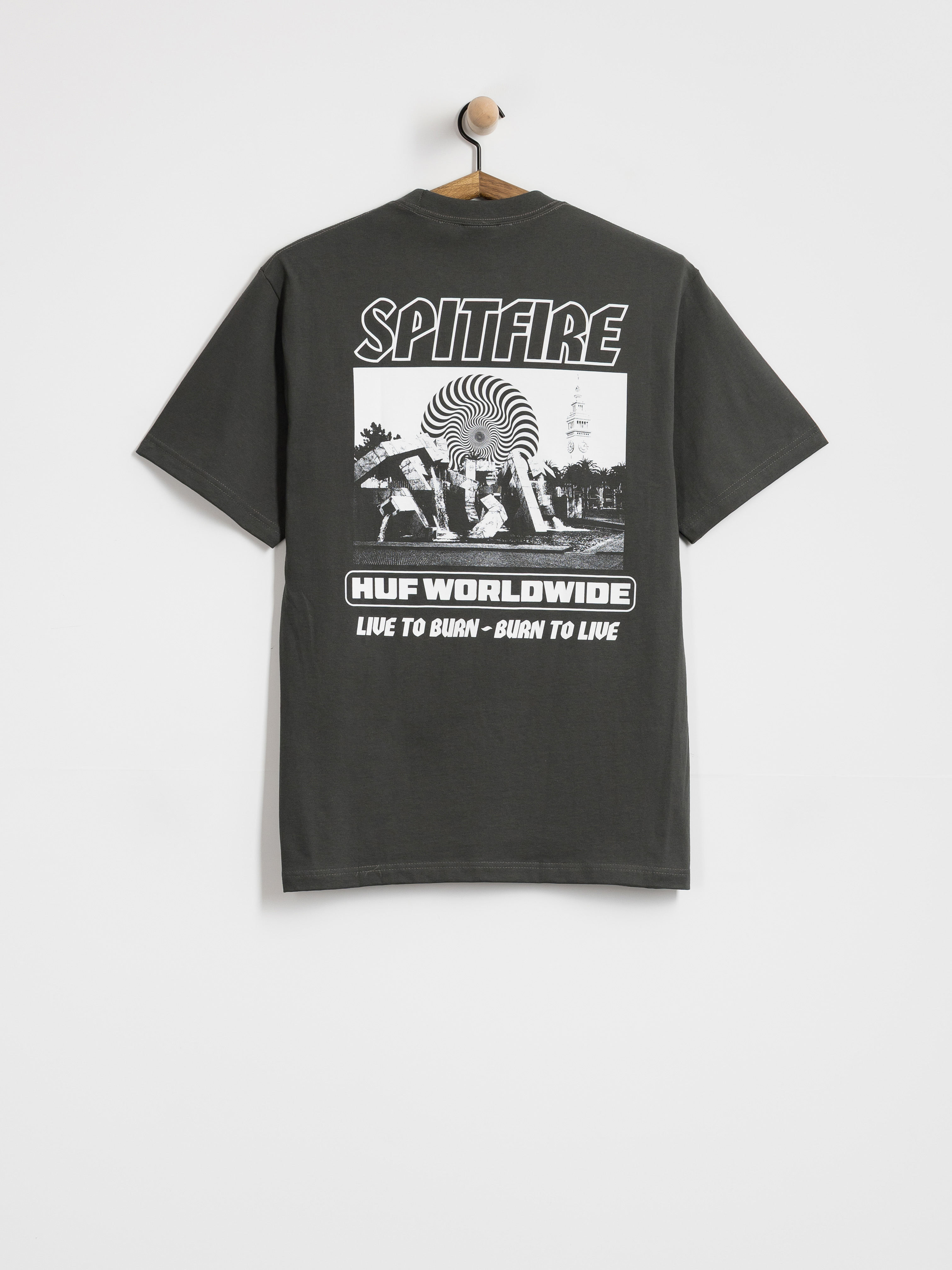 Футболка HUF X Spitfire Burn (washed black)