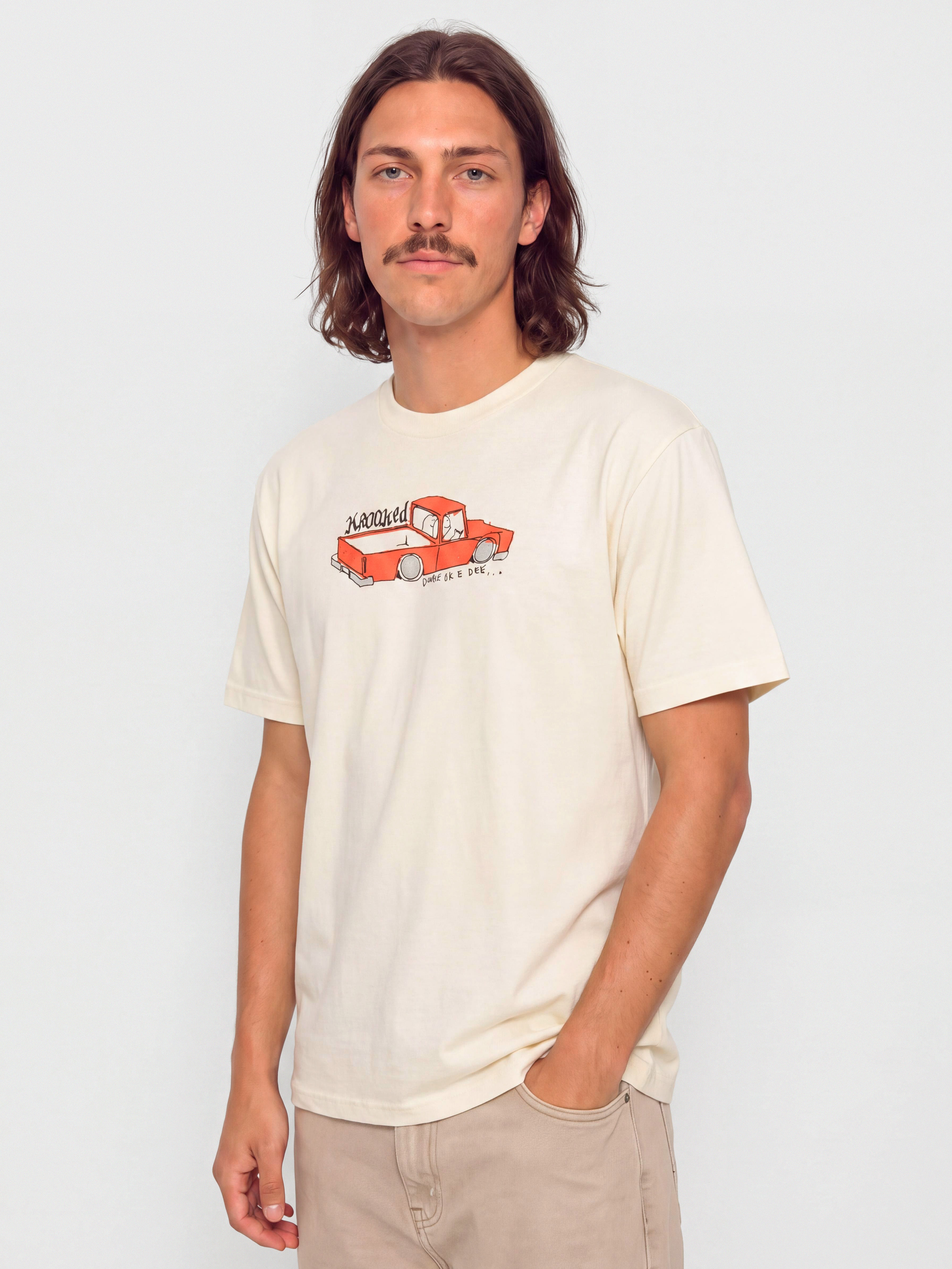 Футболка Krooked Double Ok (cream w/multi color print)