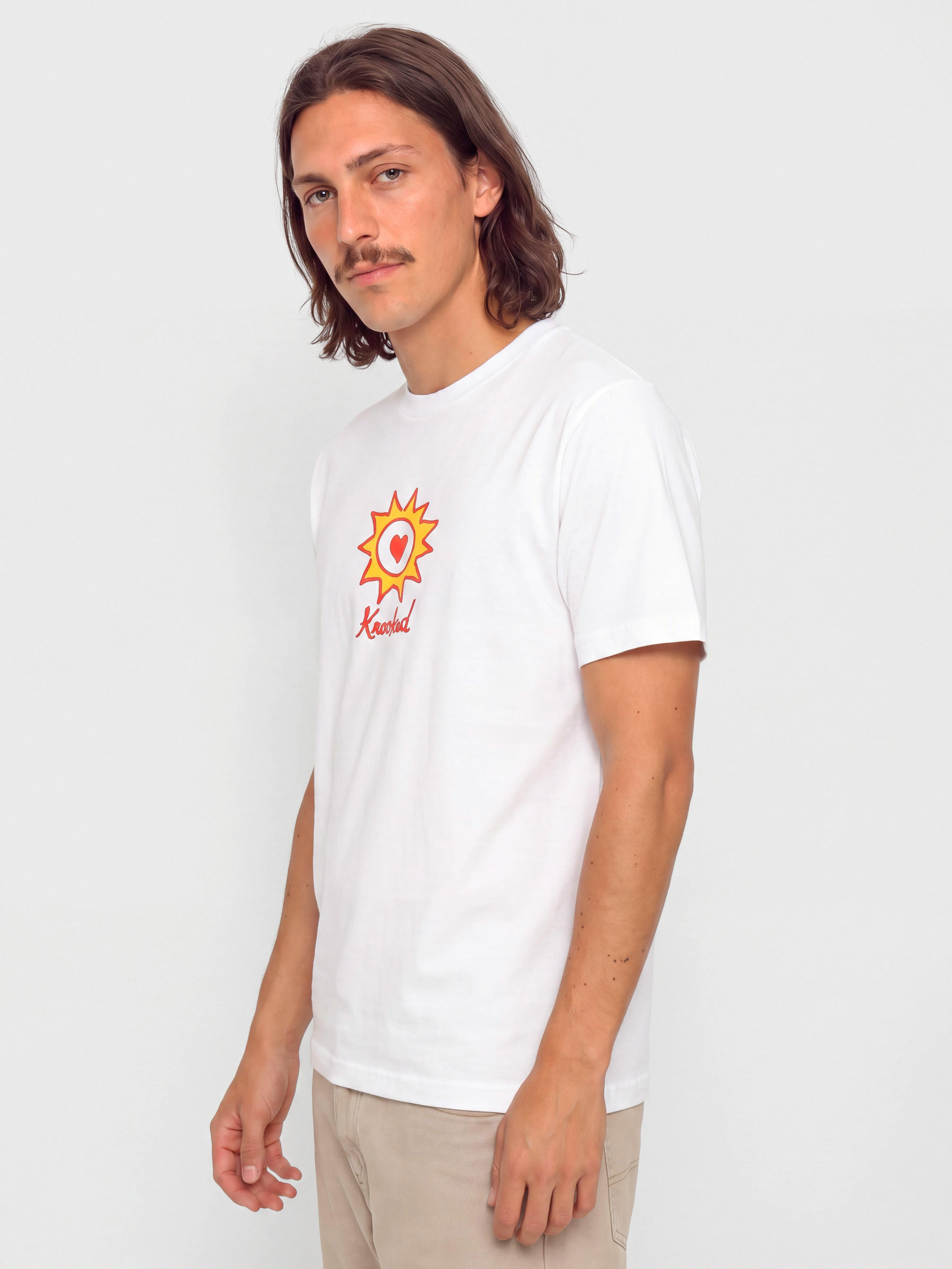Футболка Krooked Sun Heart (white w/red & yellow print)