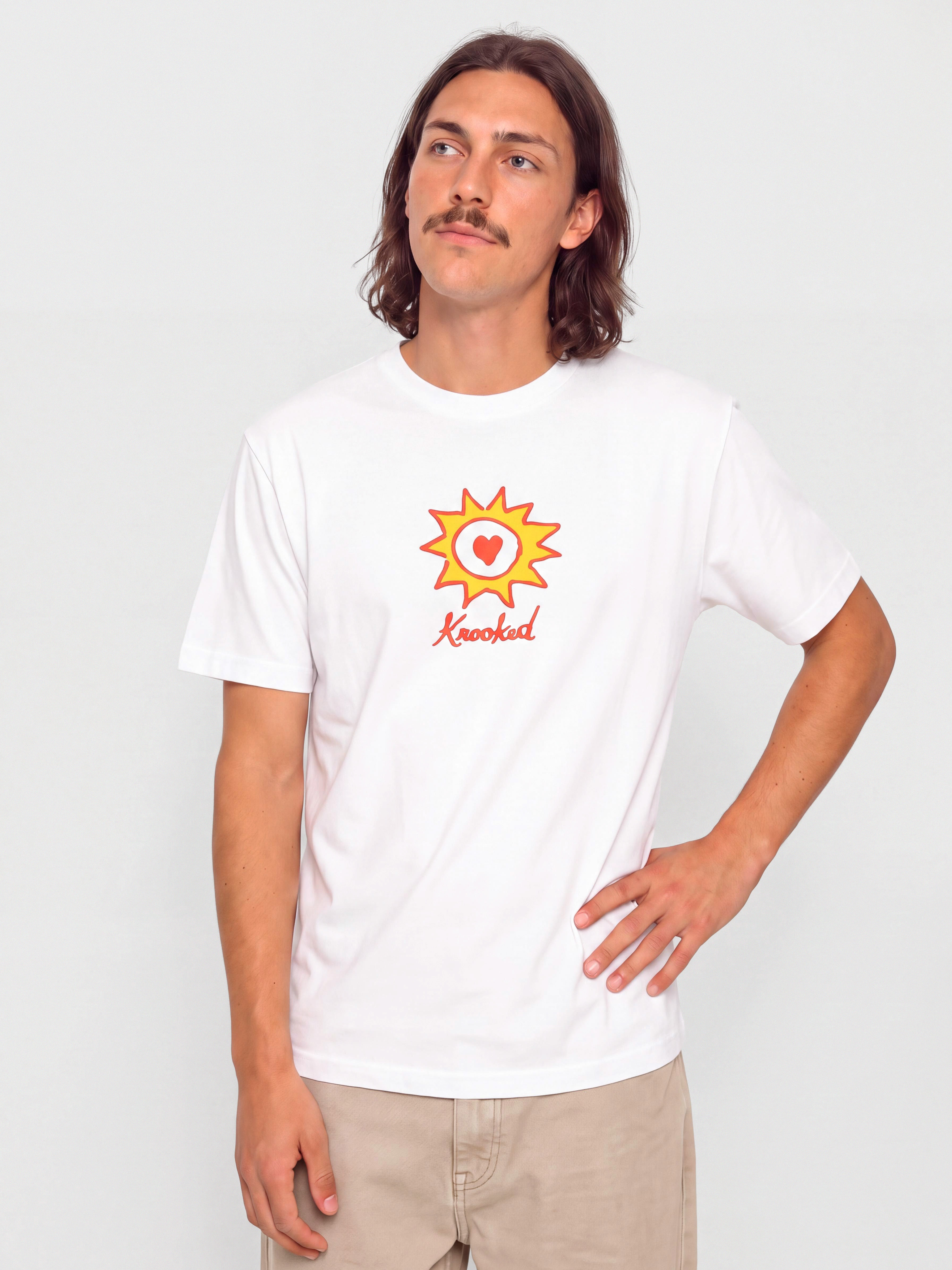 Футболка Krooked Sun Heart (white w/red & yellow print)
