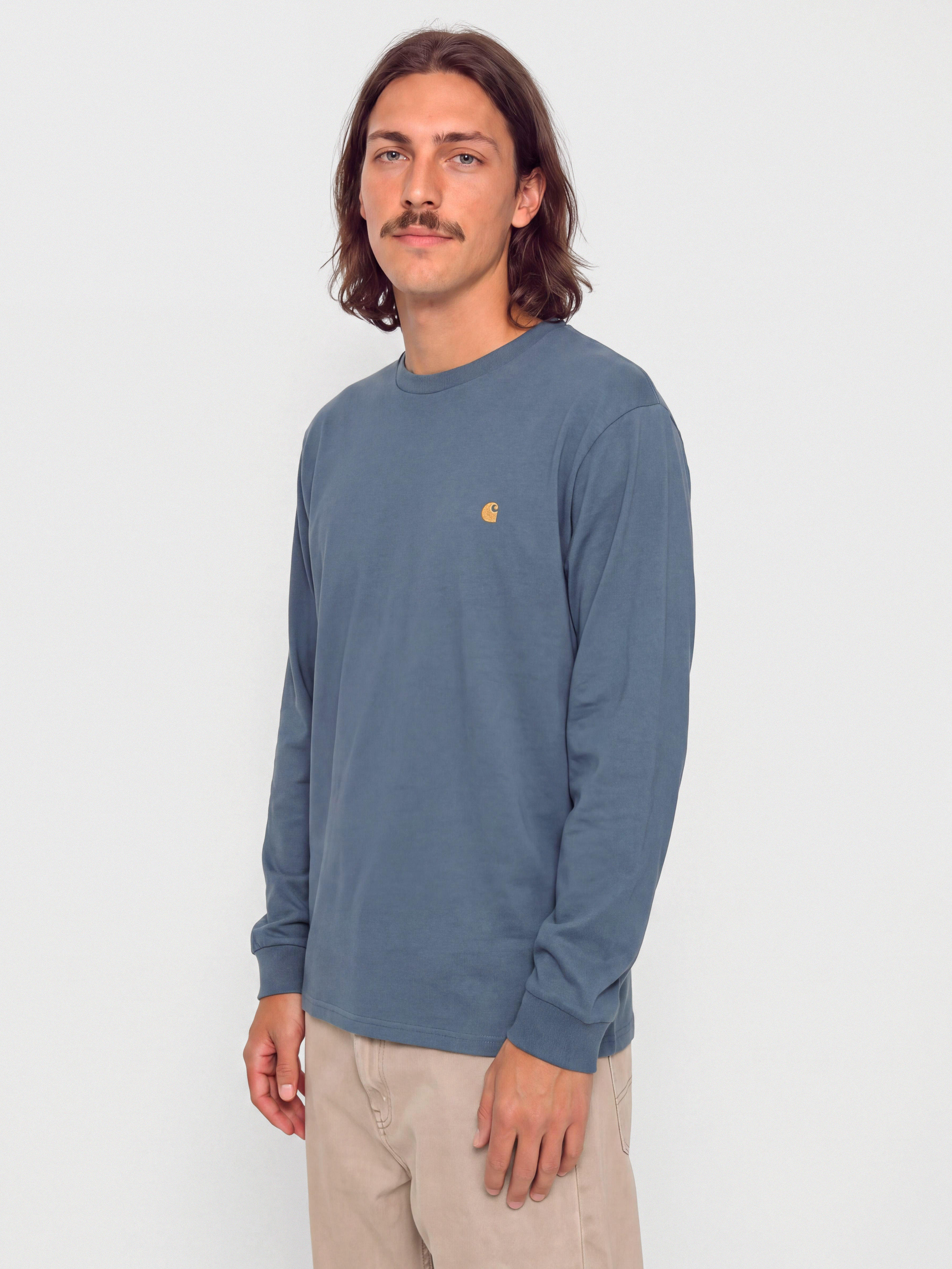 Лонгслів Carhartt WIP Chase (icesheet/gold)