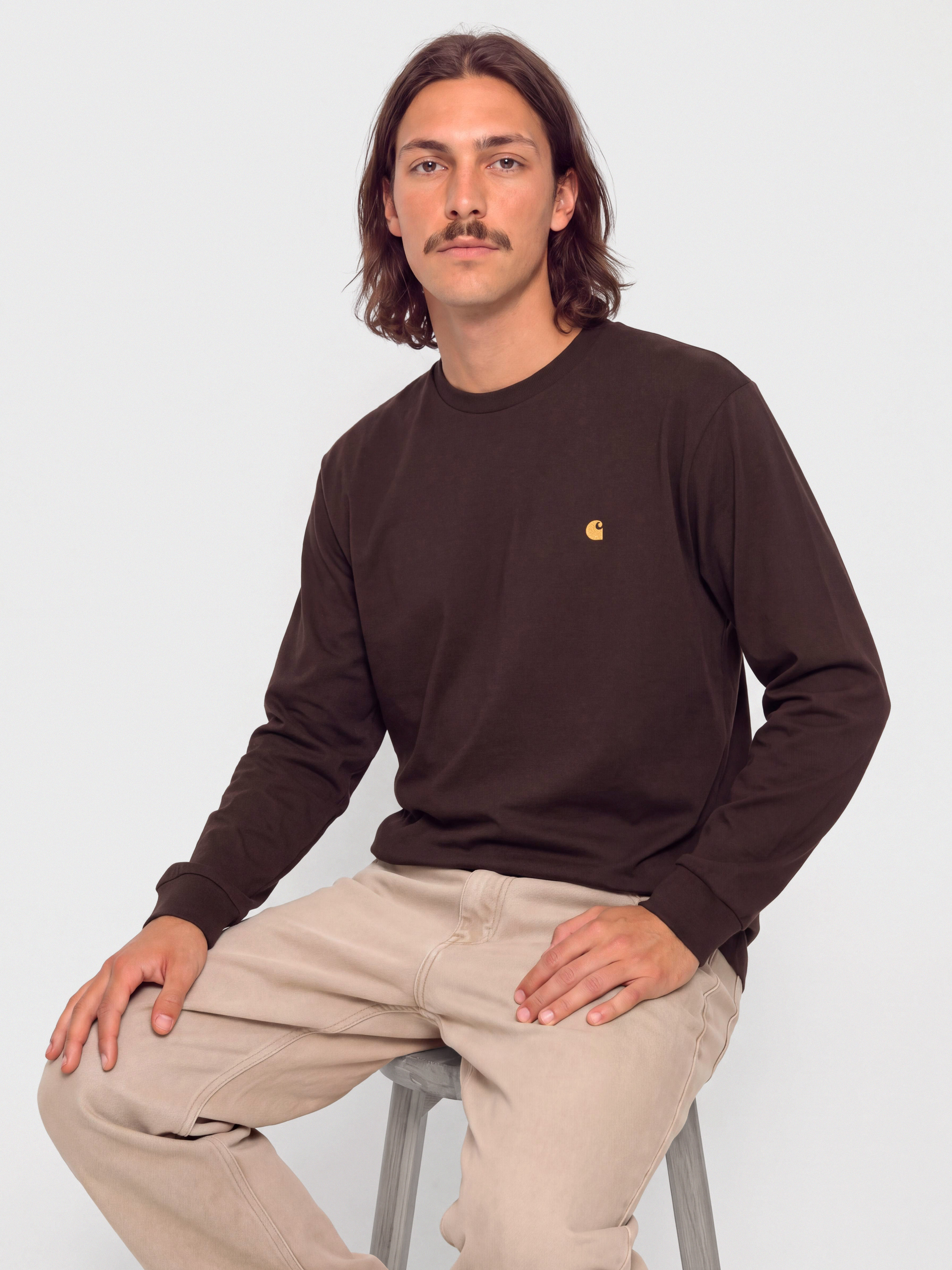 Лонгслів Carhartt WIP Chase (palisander/gold)