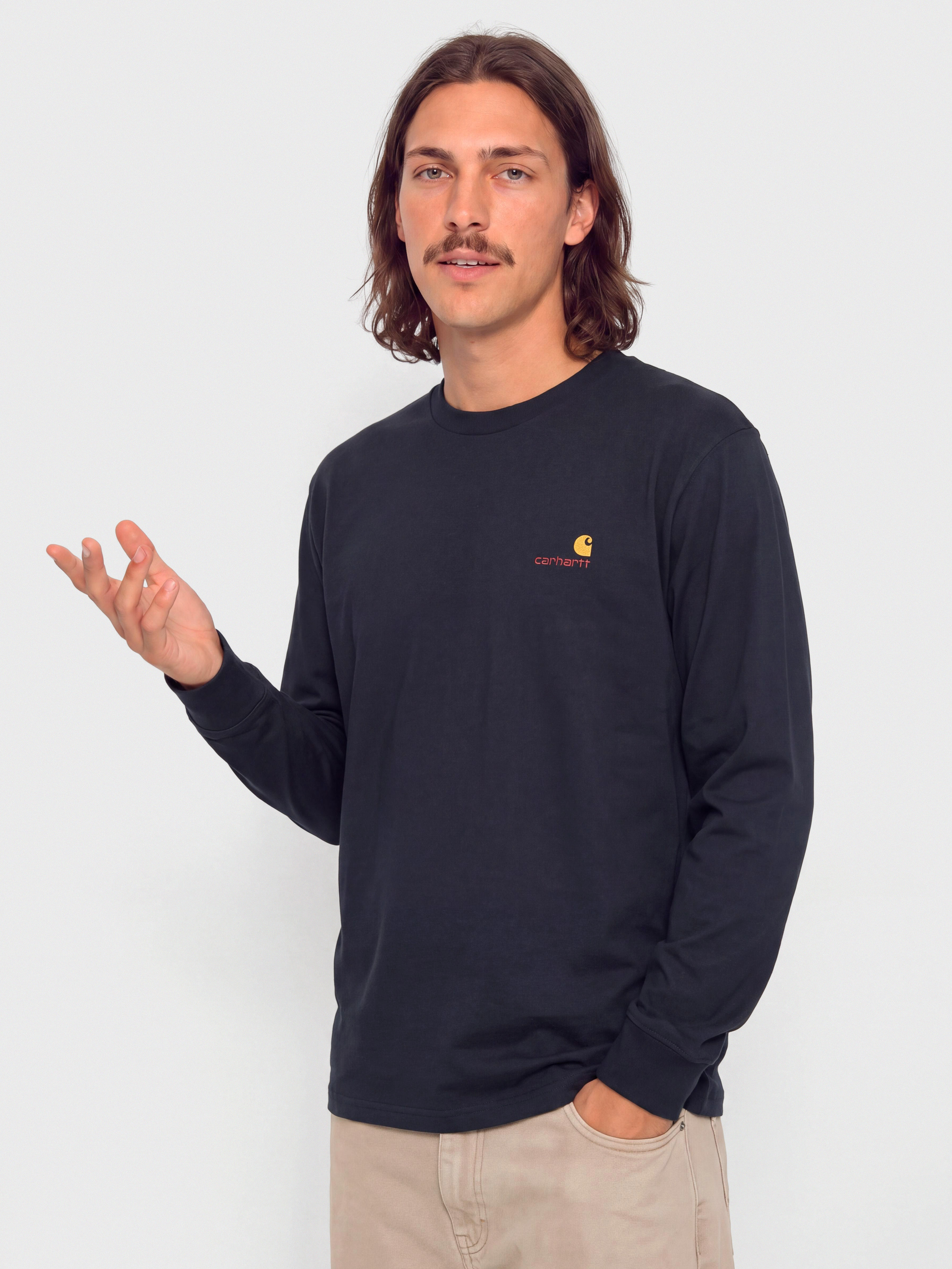 Лонгслів Carhartt WIP American Script (deep night)