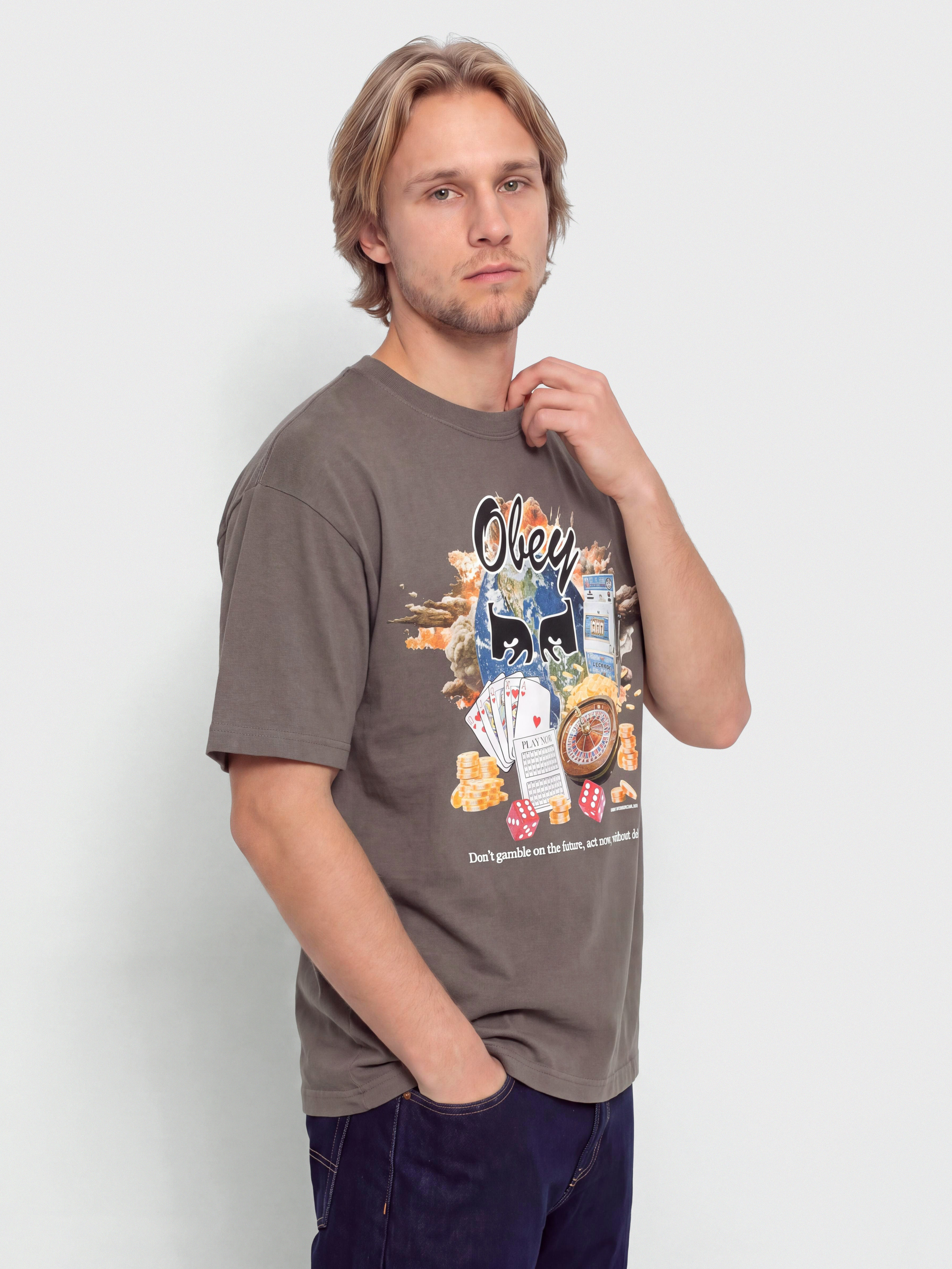 Футболка OBEY Obey Act Now (pigment dusty black)